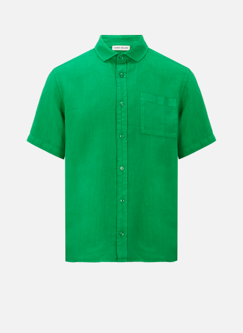 قميص الكتان بأكمام قصيرة greenharris wilson 