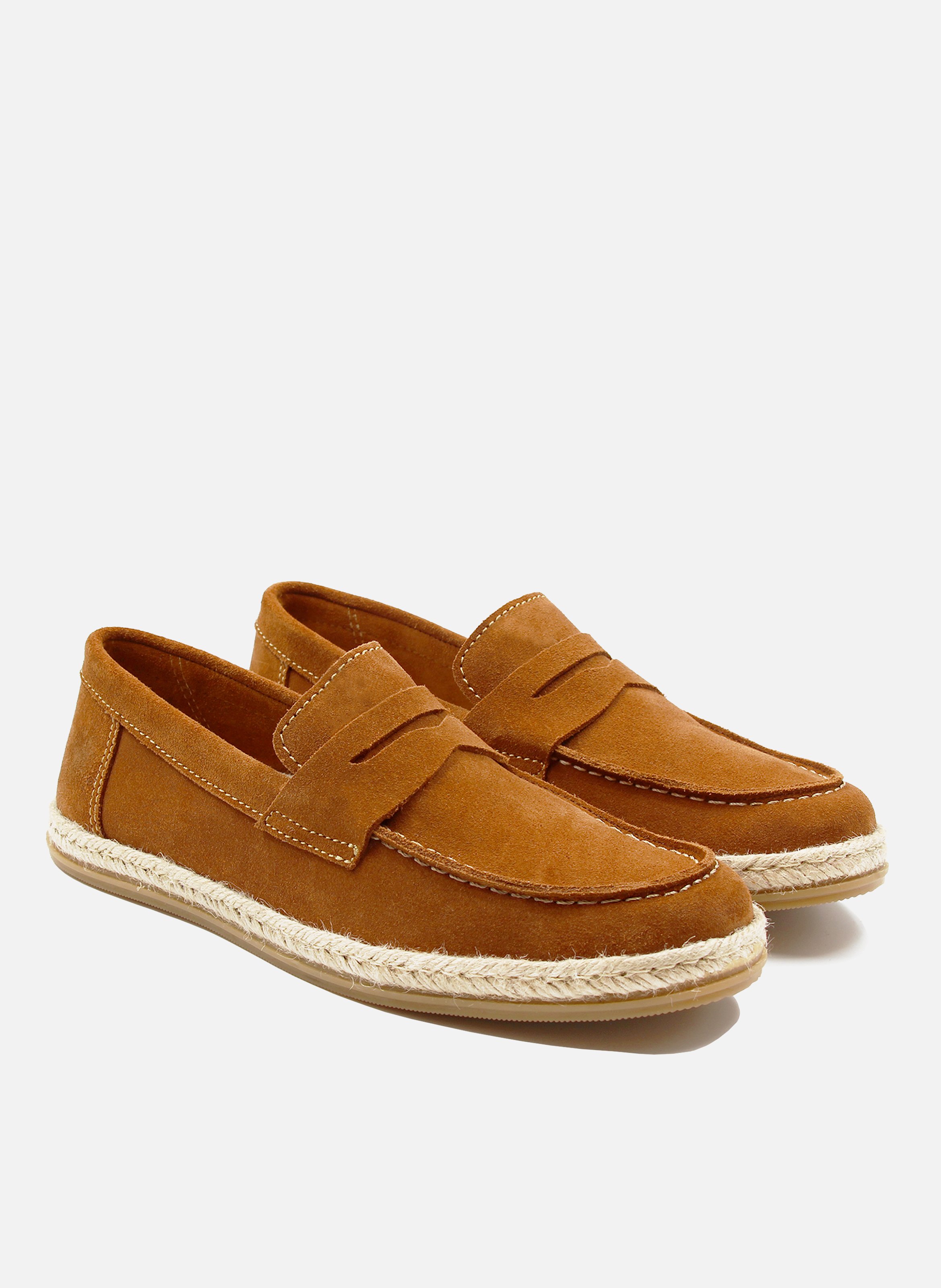 Mocassins espadrille cuir daim JULES & JENN Marron