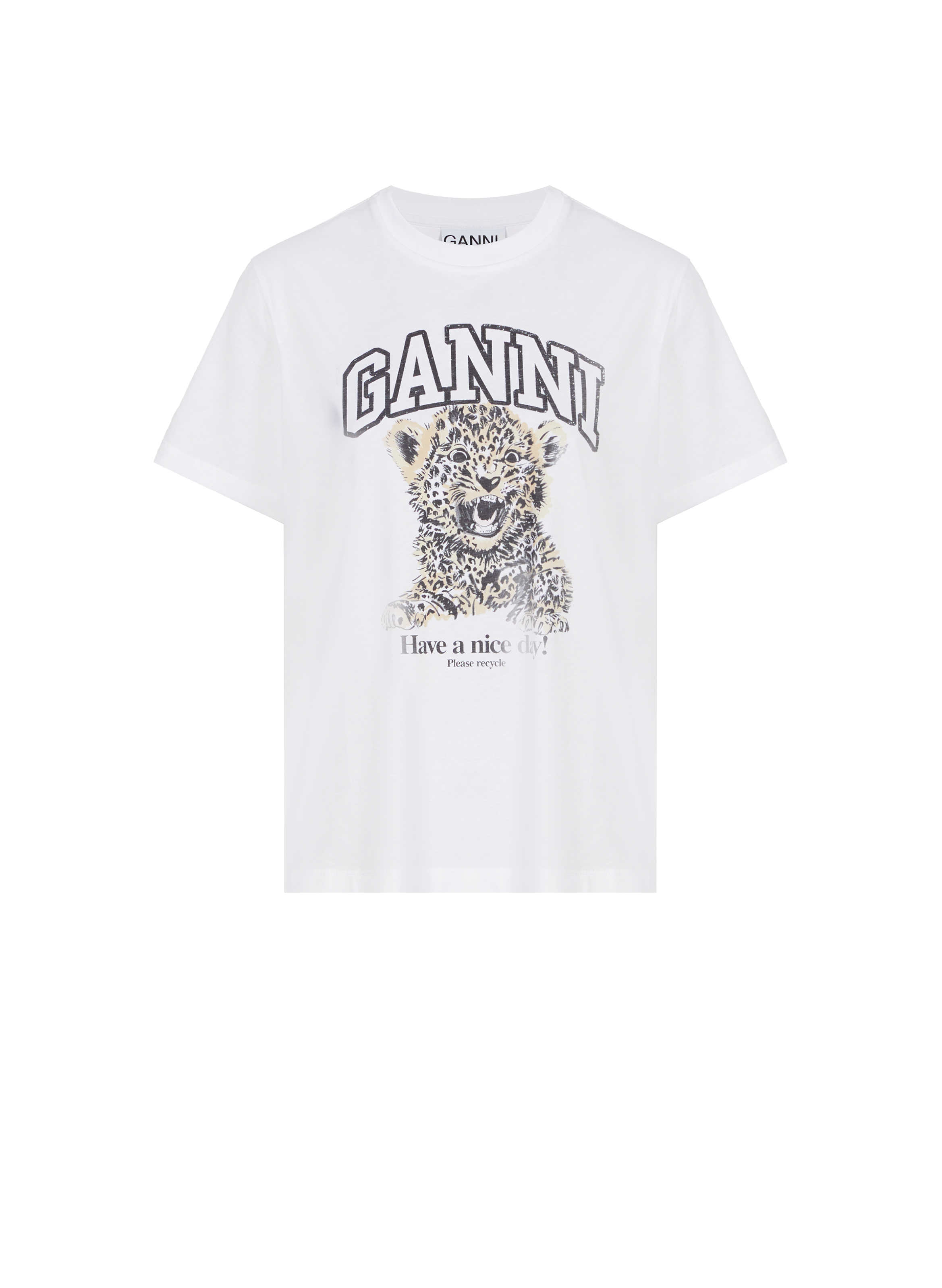 T-shirt Basic Jersey Leopard GANNI Multicolour