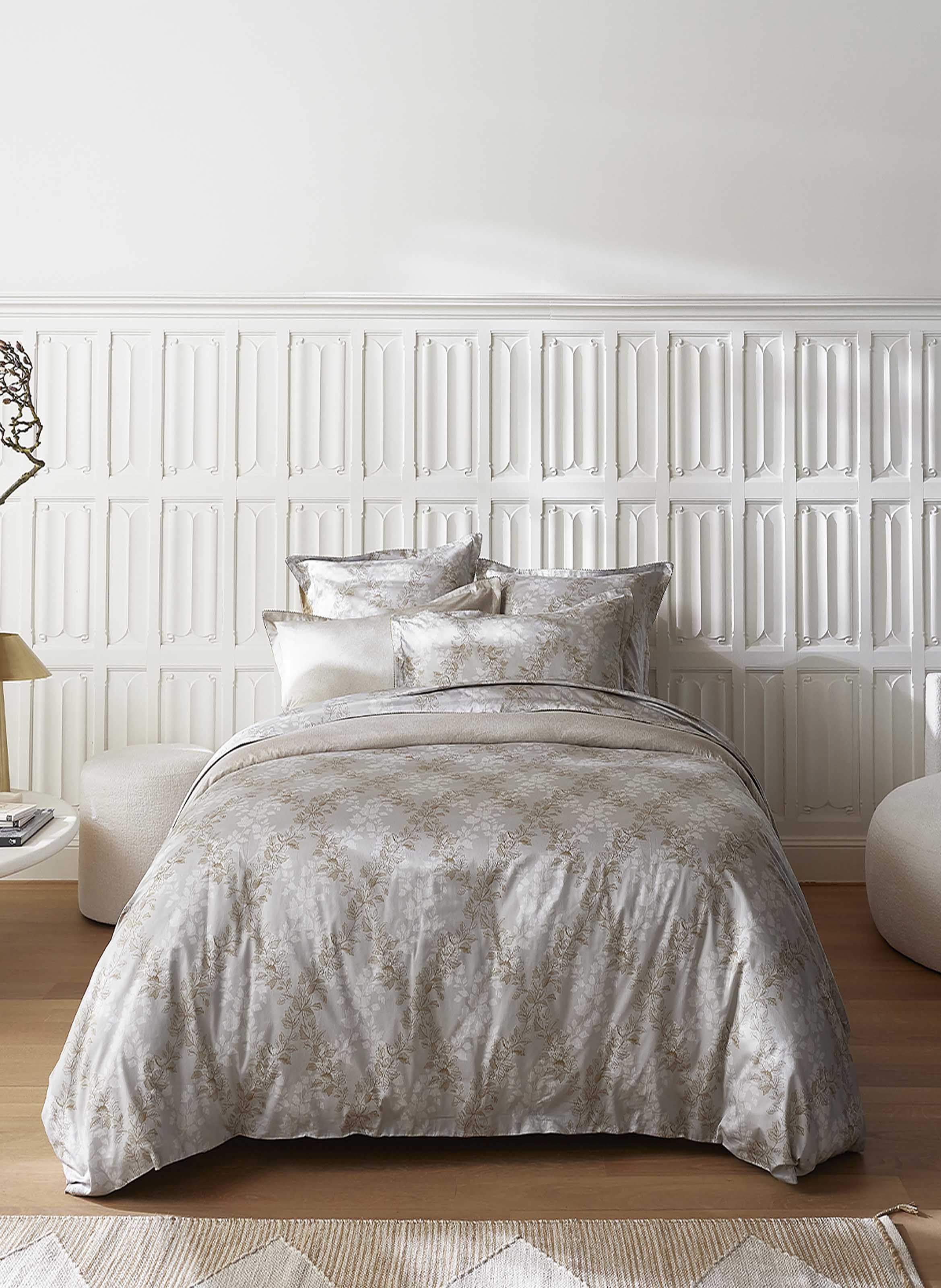 Housse de couette imprimée en satin de coton, rocaille ALEXANDRE TURPAULT Gris
