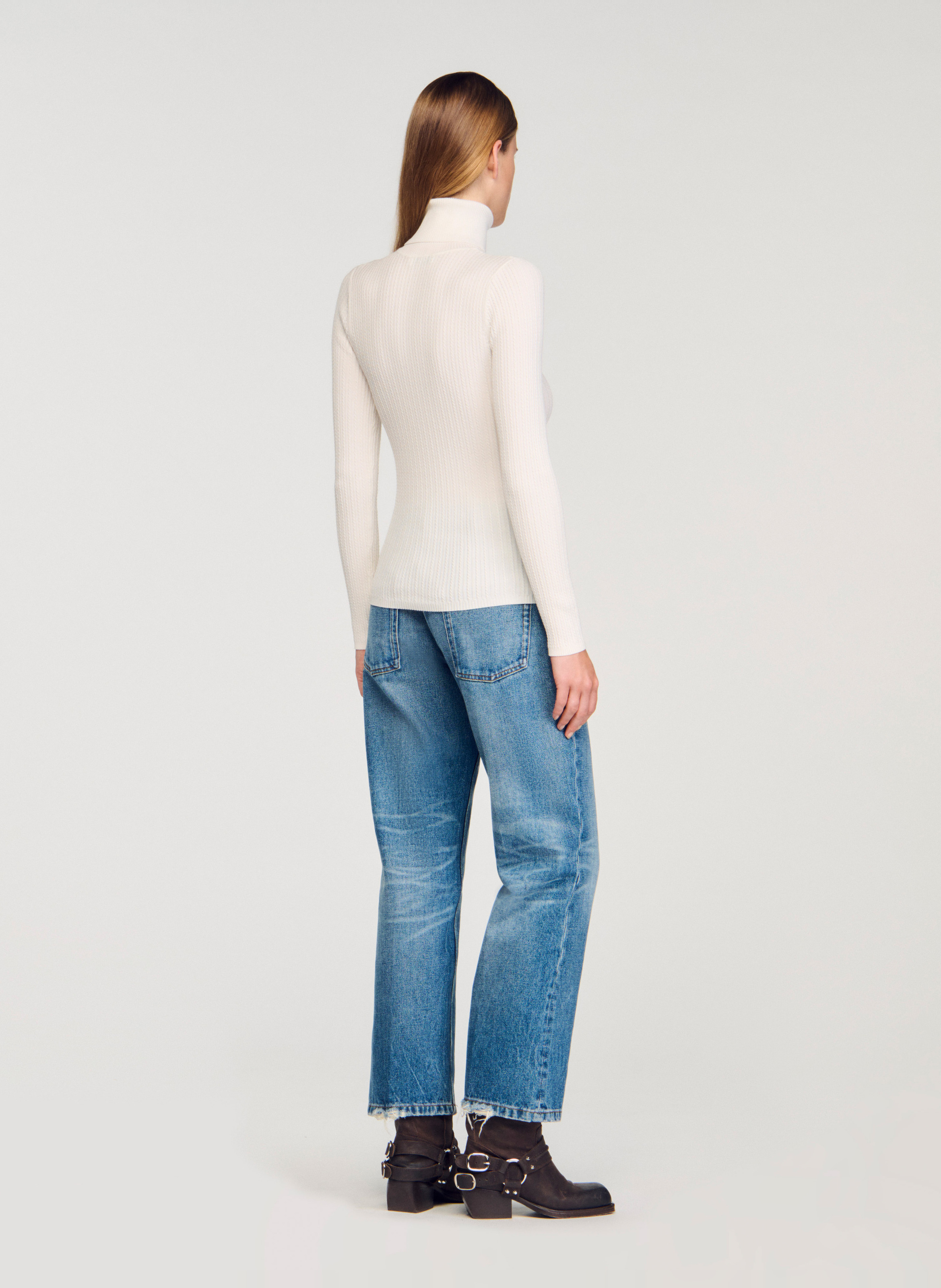 Pull col roulé SANDRO Blanc