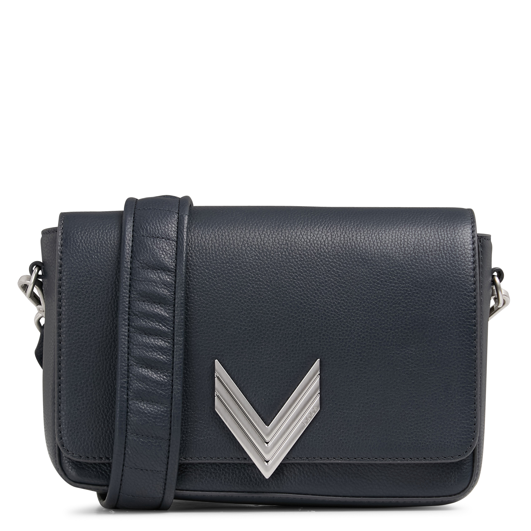 Sac bandoulière à rabat aimanté en cuir grainé IKKS Bleu