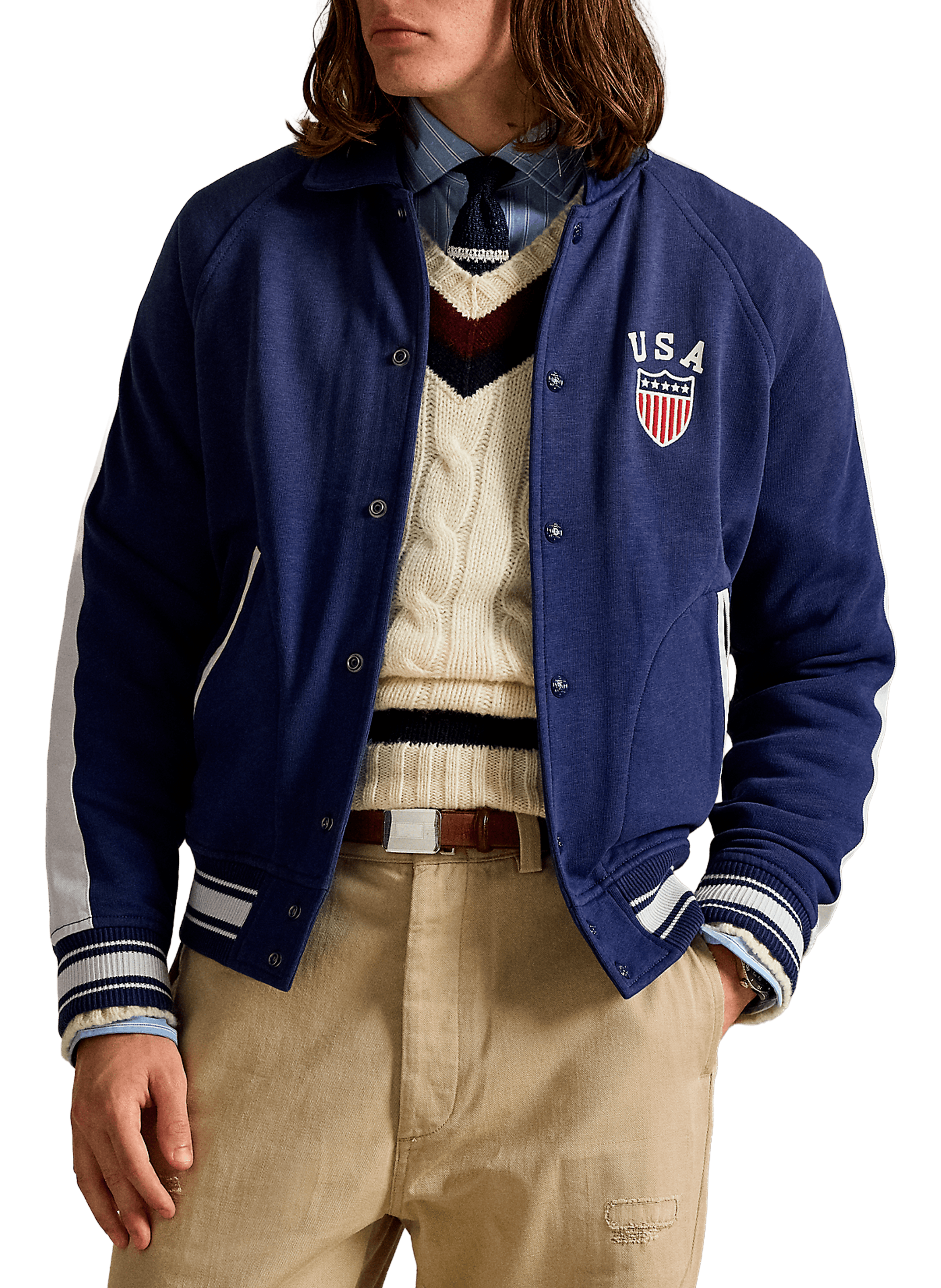 POLO RALPH LAUREN Veste sportive en coton mélangé Bleu
