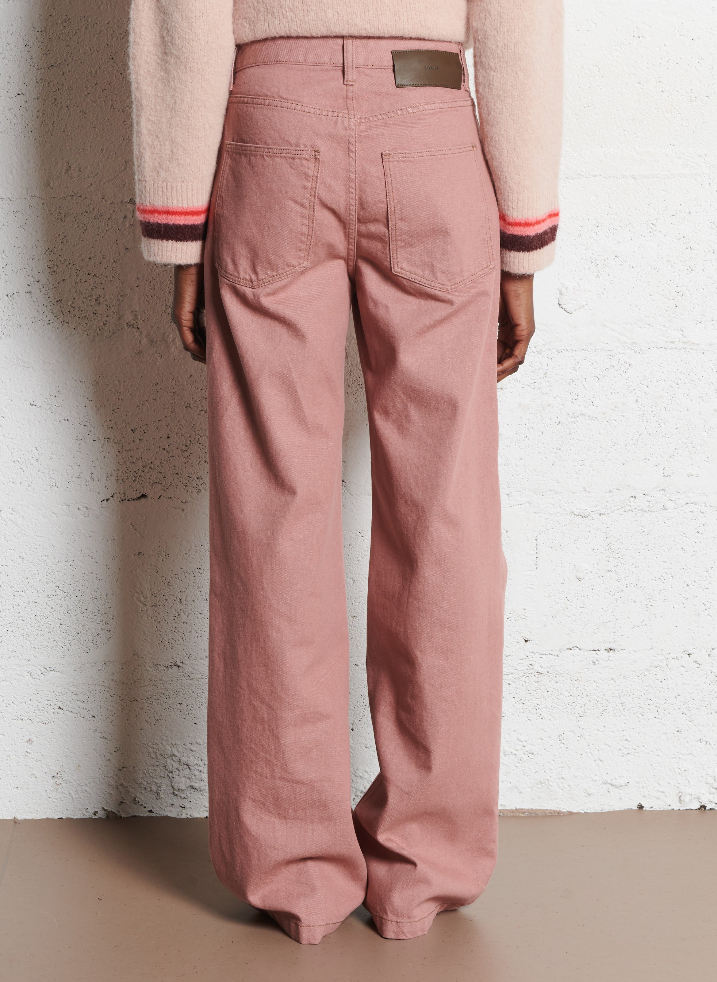 Jean droit uni en coton bio calvin SOEUR Rose