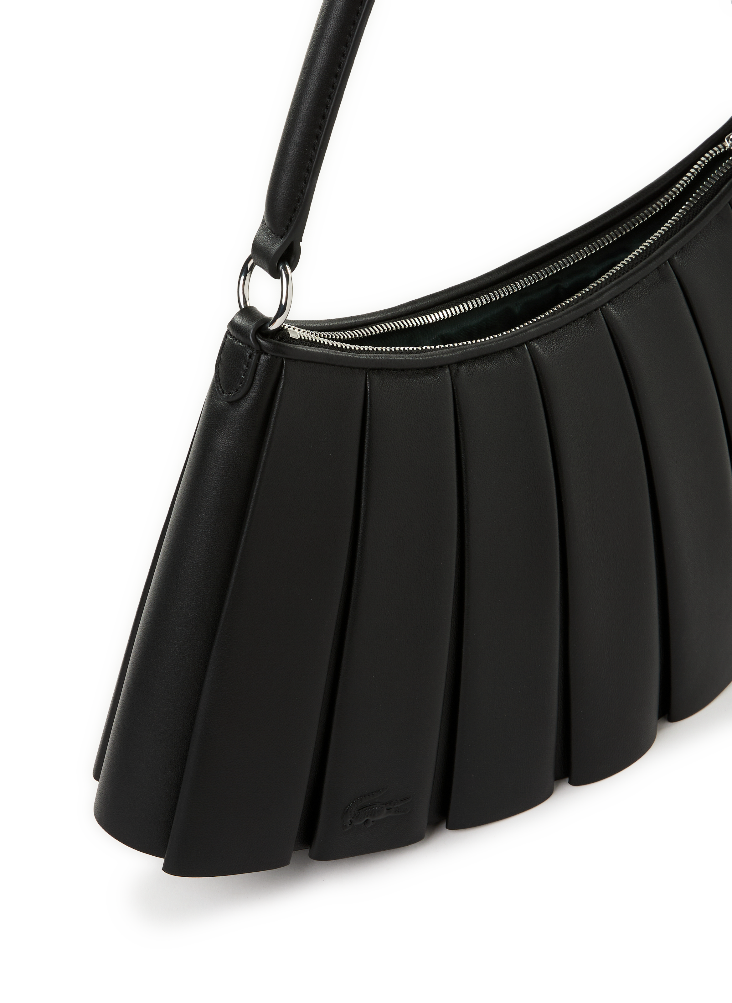 Sac moyen Lenglen plissé en cuir LACOSTE Noir