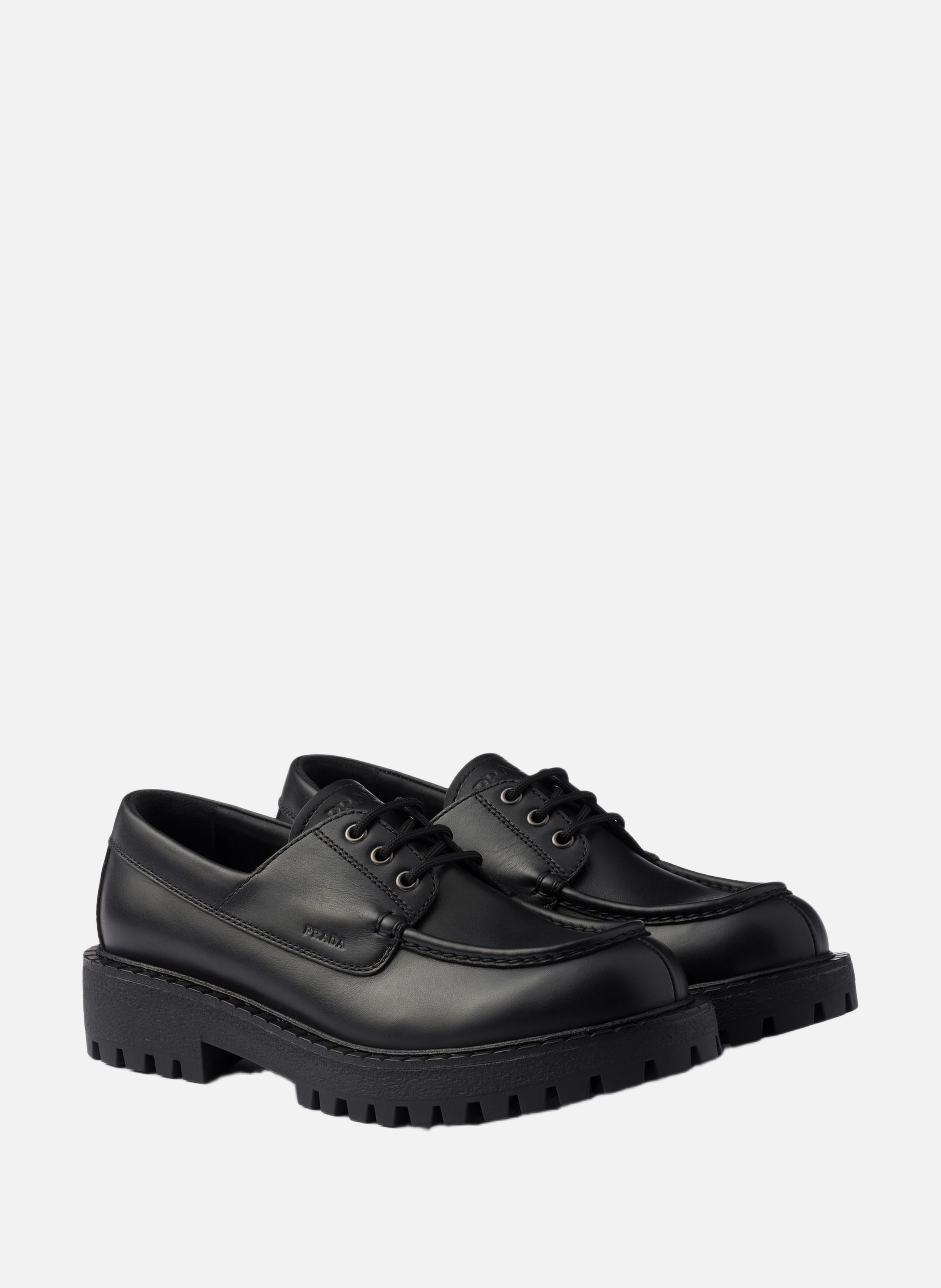 Mocassins en cuir à lacets PRADA Noir