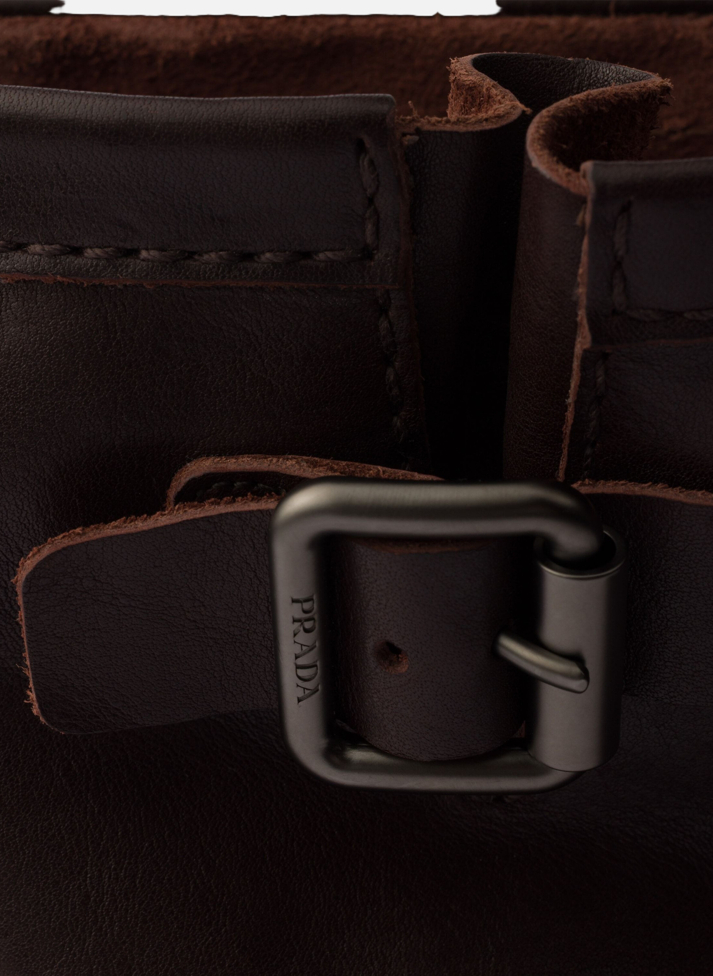 Bottes mi-mollet en cuir PRADA Marron