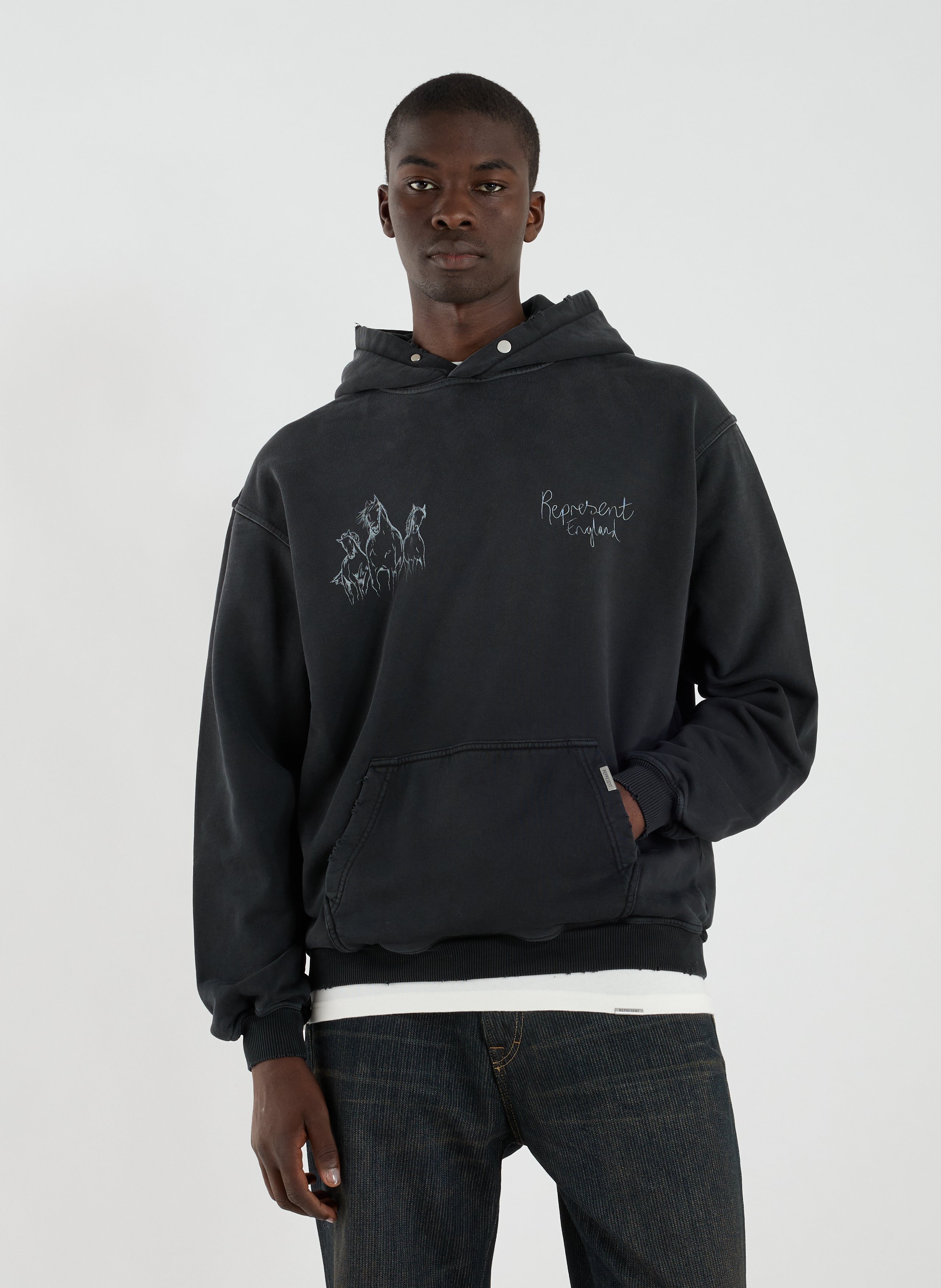 REPRESENT Cotton hoodie Black