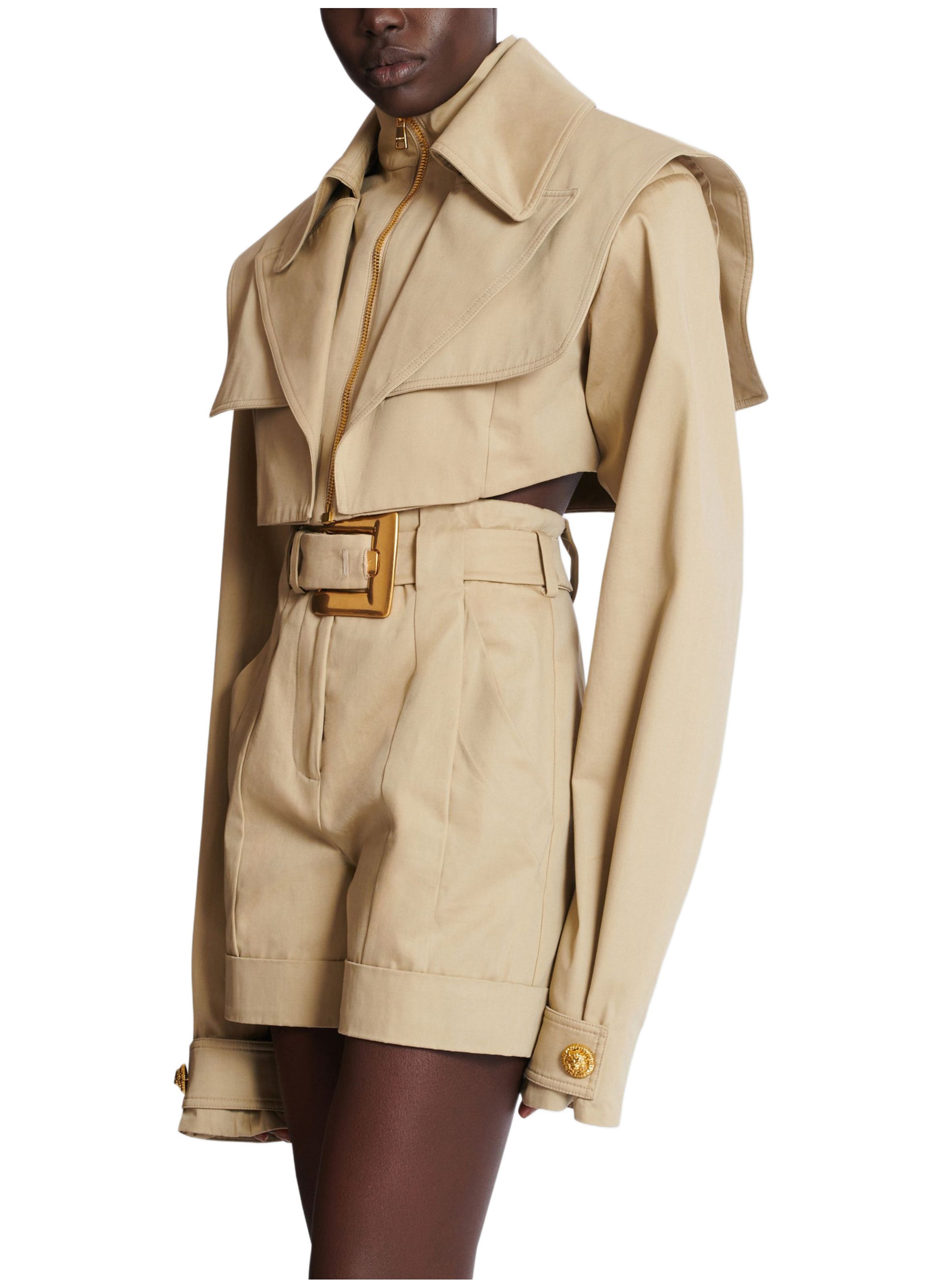 Bomber court en gabardine BALMAIN Beige