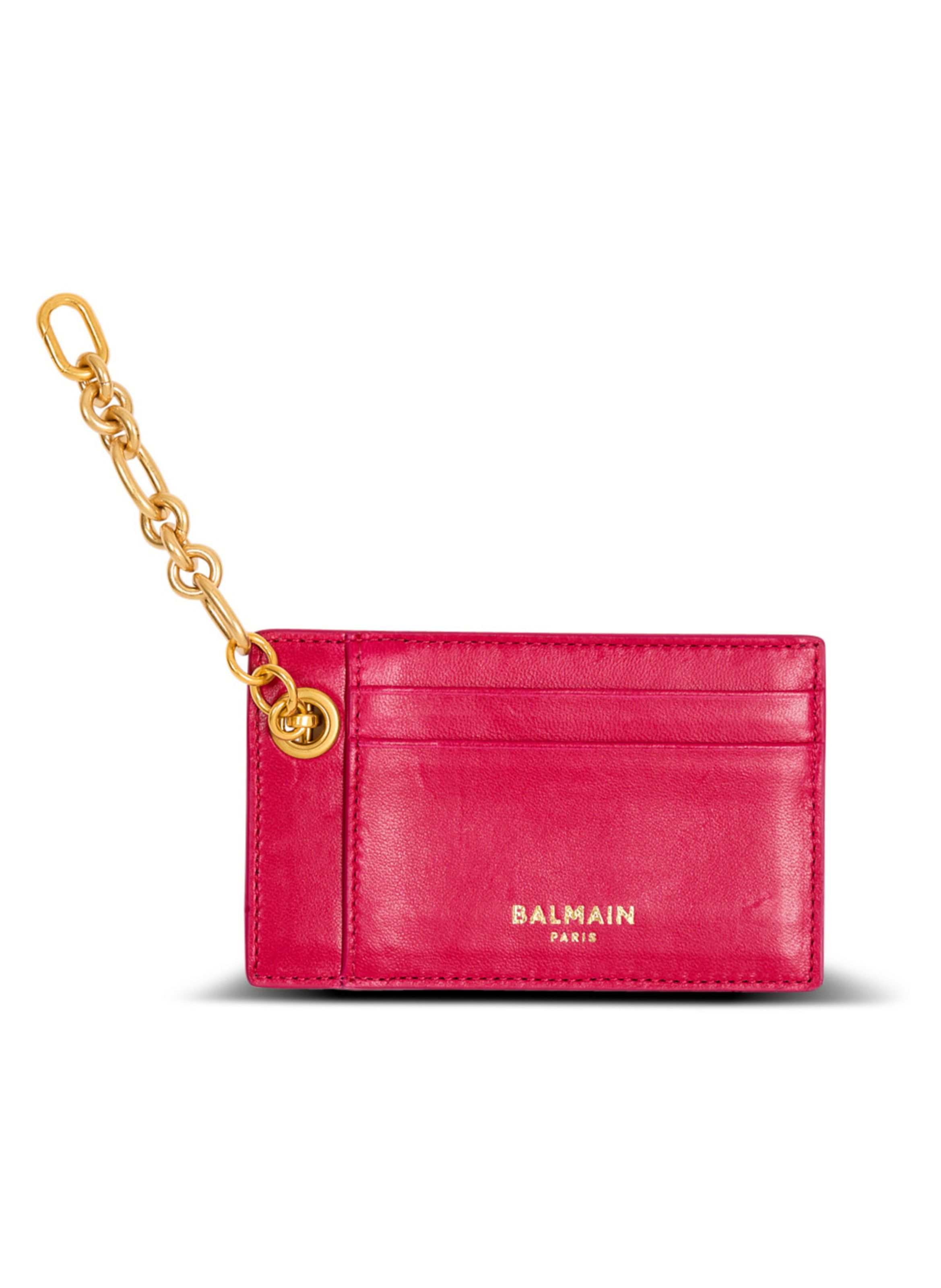 Porte-cartes pulse en cuir d’agneau BALMAIN Rose