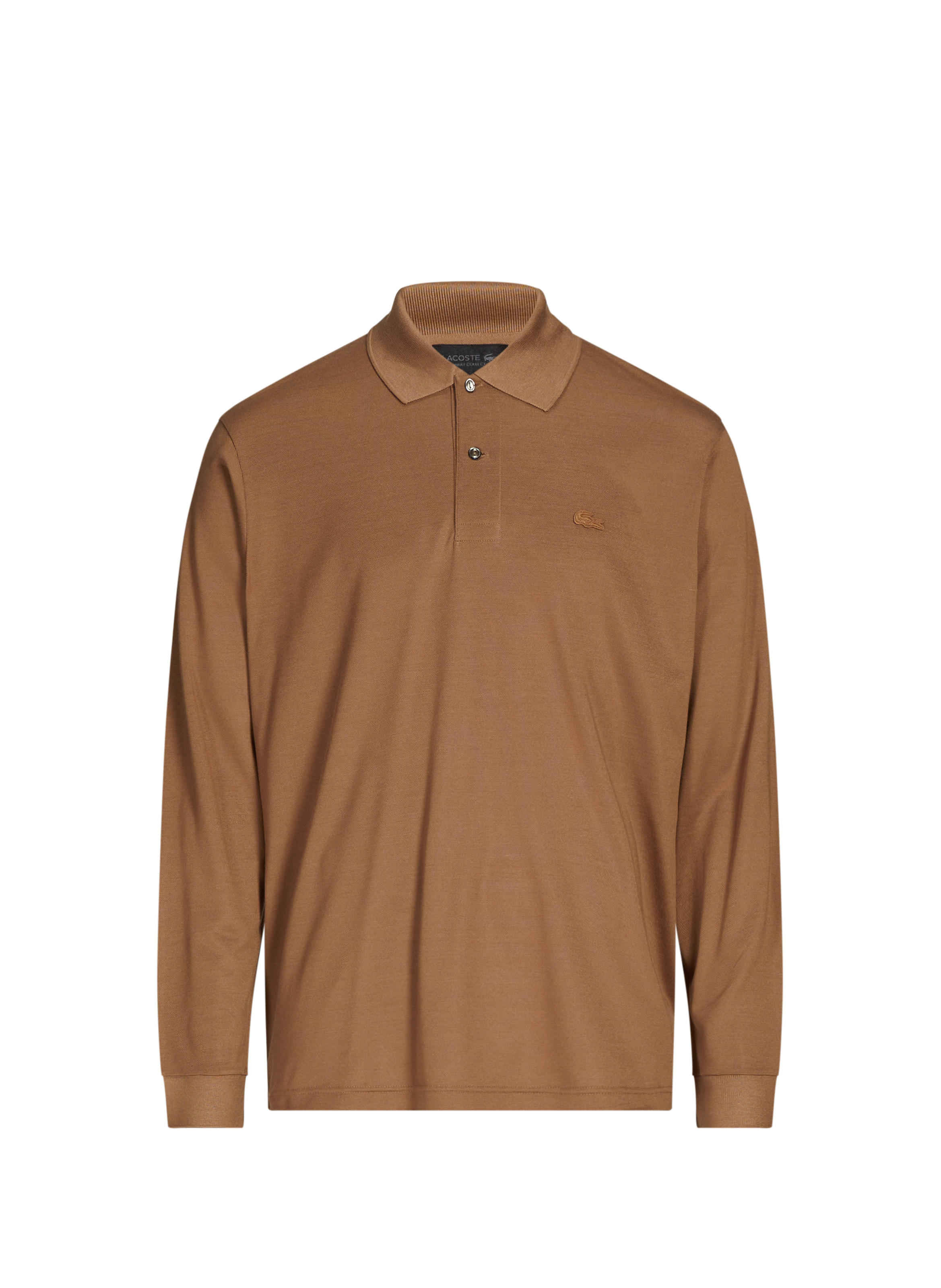 LACOSTE Long-sleeved silk polo Beige