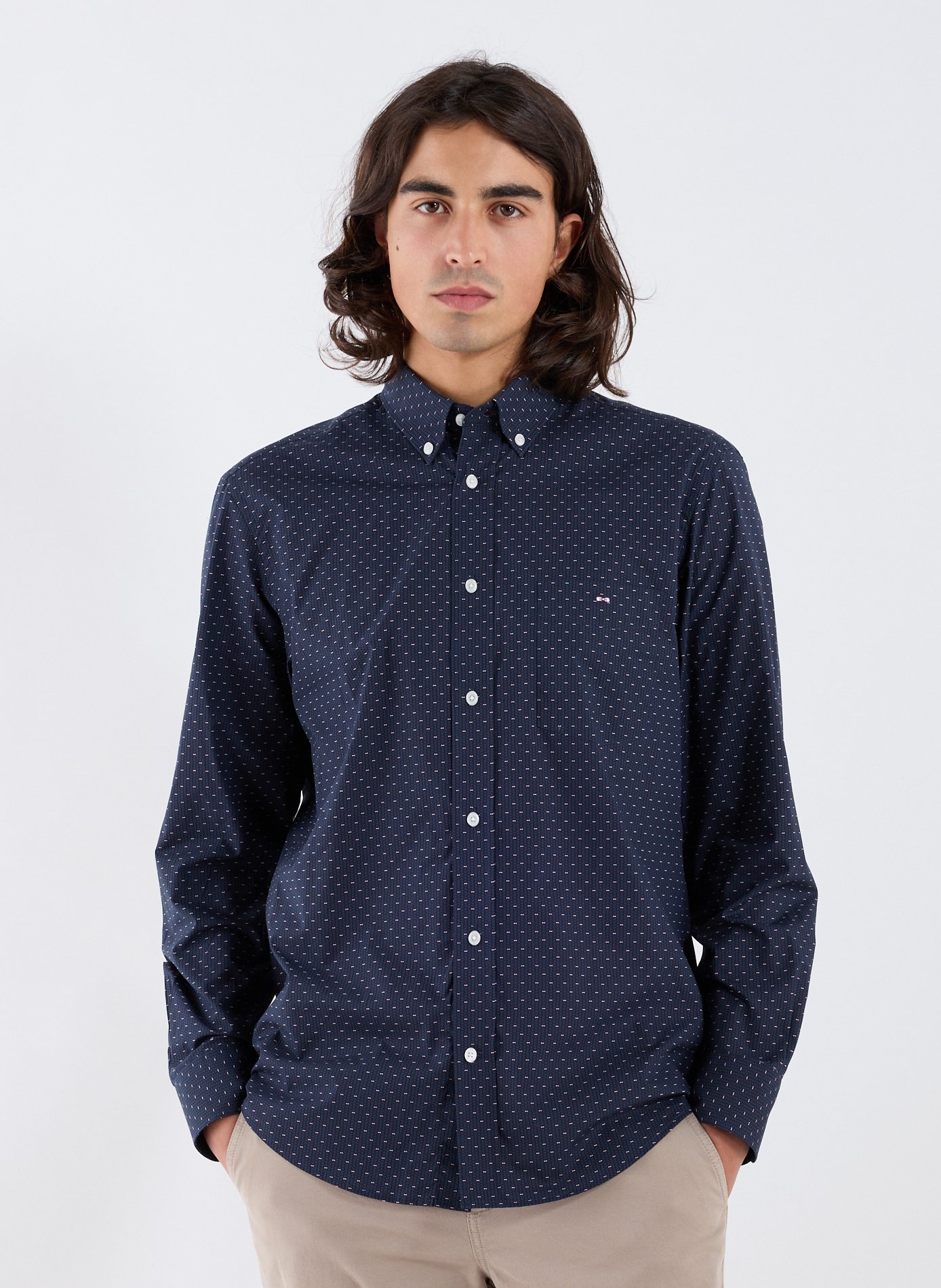 Chemise col américain en coton EDEN PARK Rose