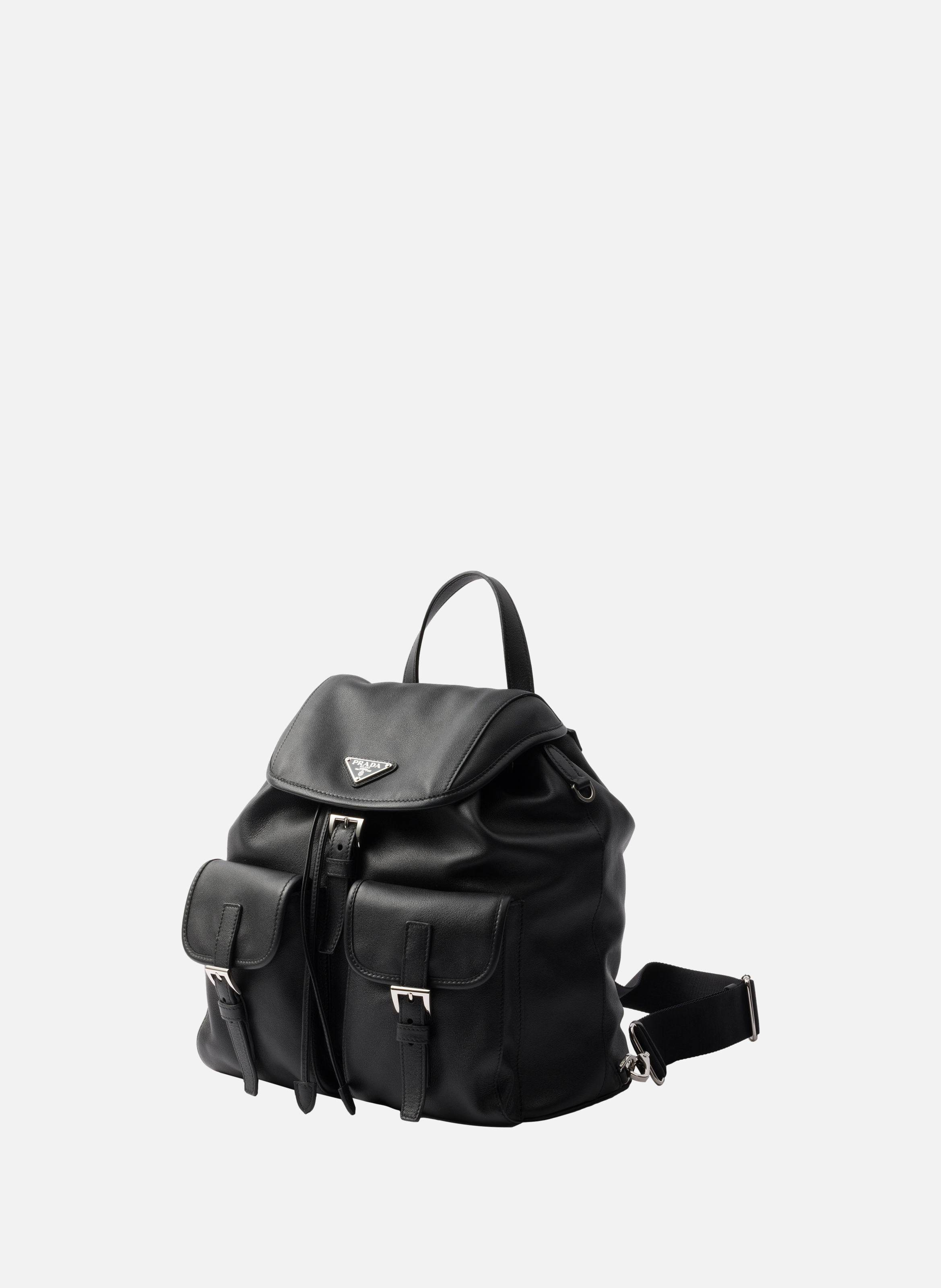 Sac à dos en cuir de taille moyenne PRADA Noir