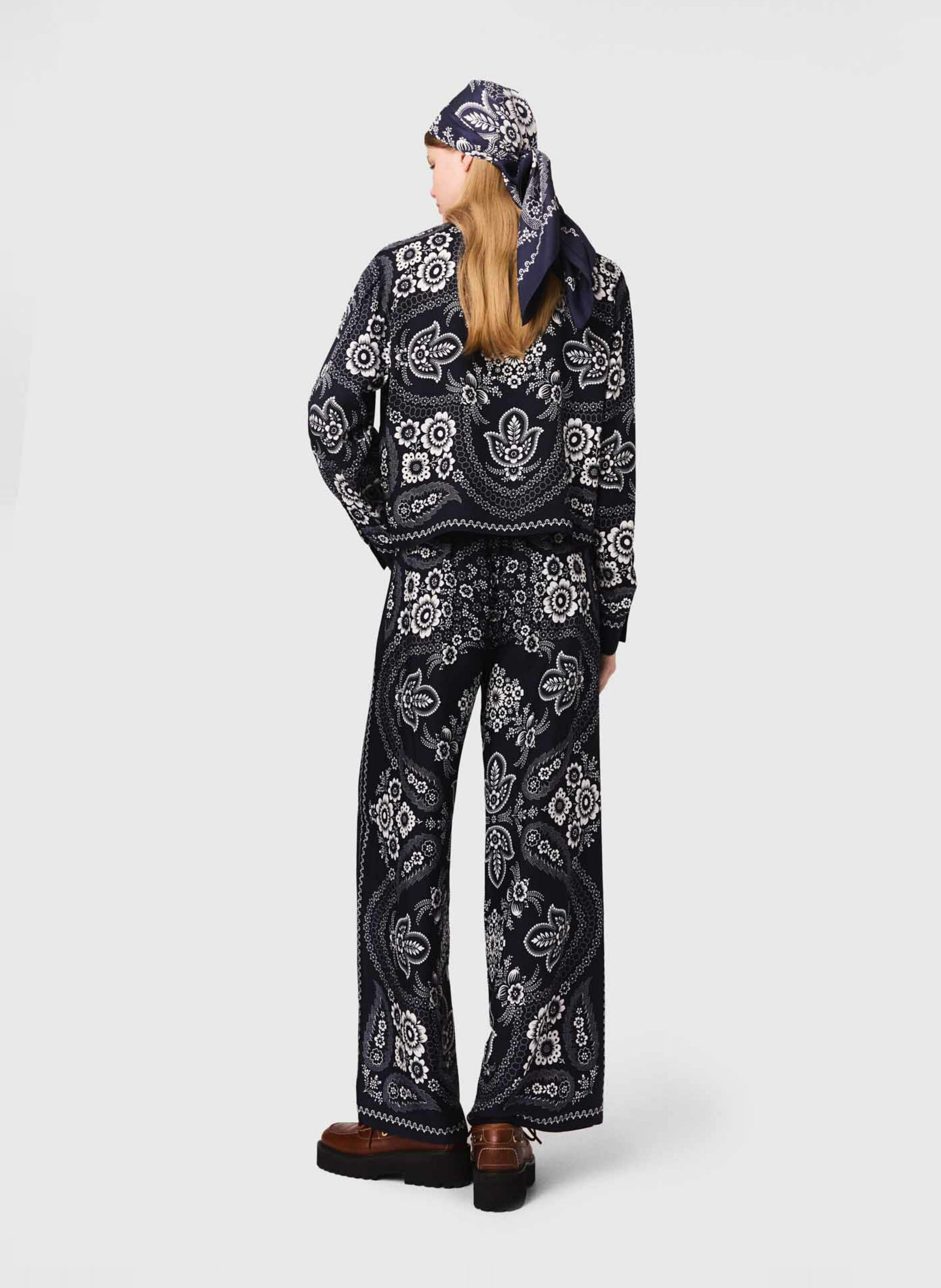 Pantalon large imprimé fluide MAJE Bleu