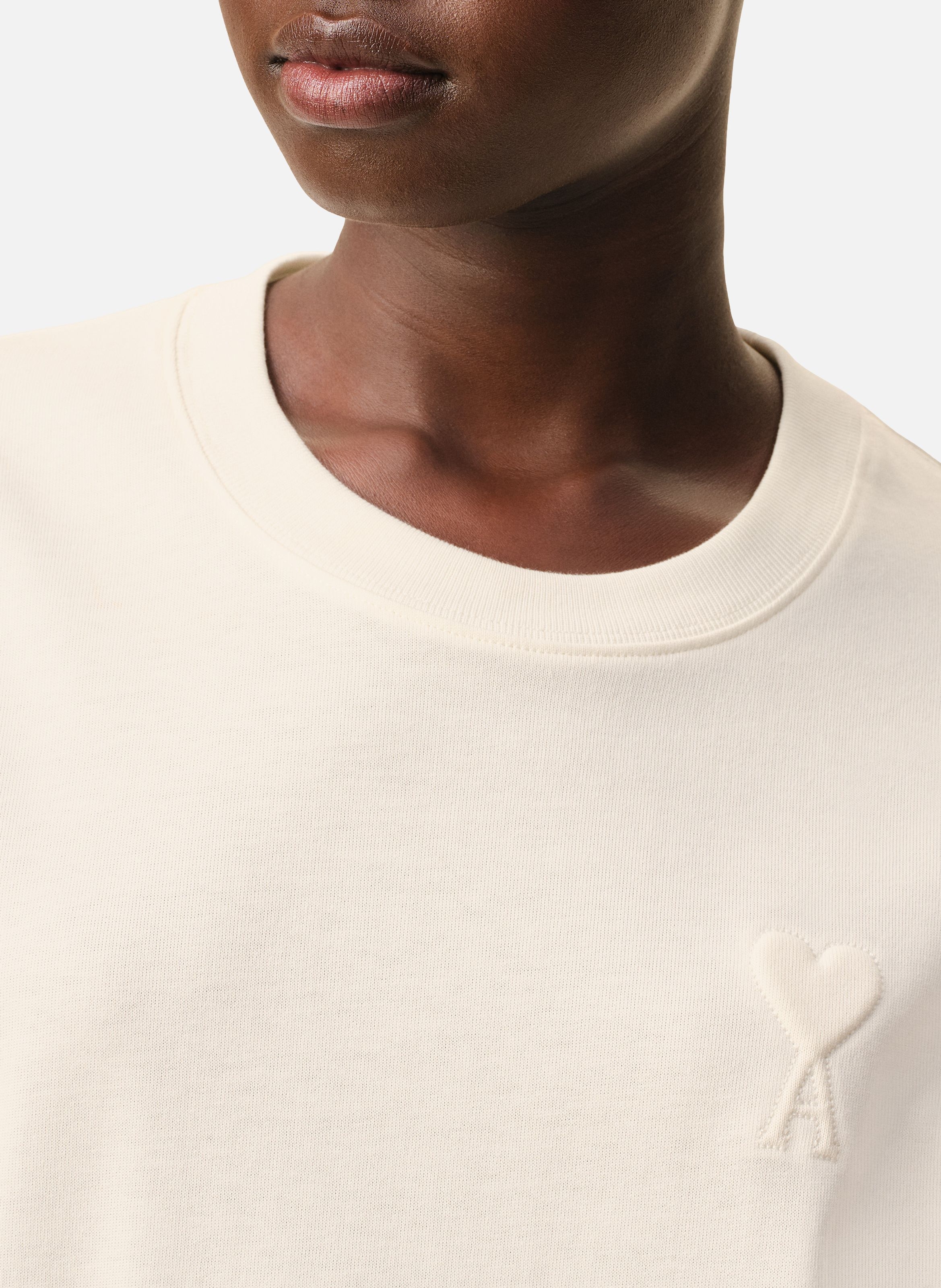 T-shirt ami de coeur embossé unisexe en coton AMI PARIS Blanc