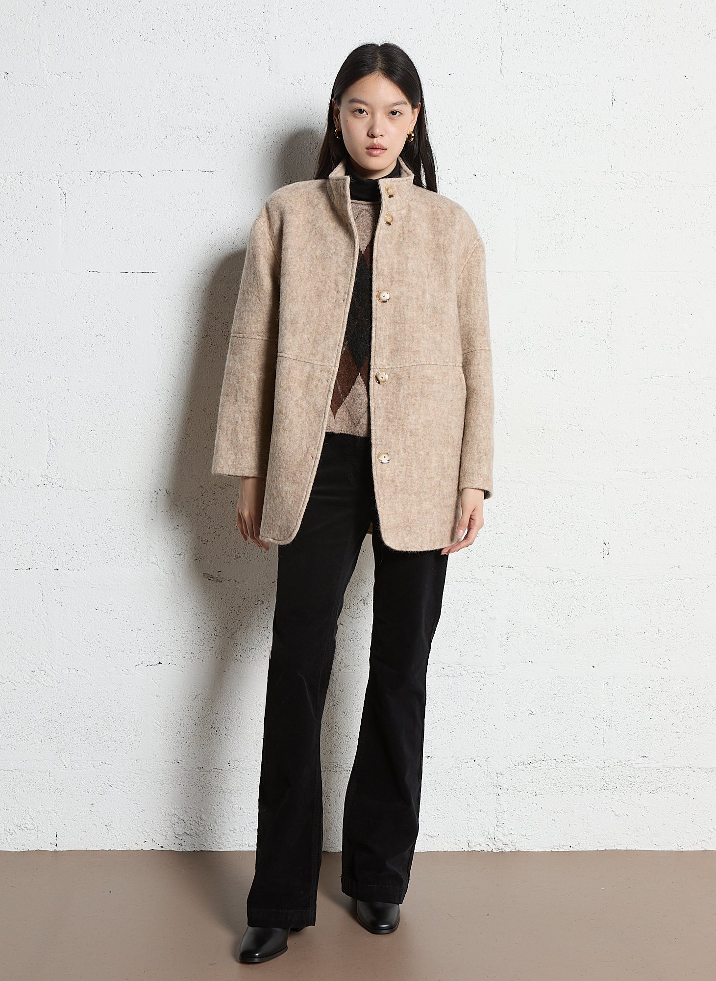 Manteau droit uni à col montant lamia MAISON 123 Blanc