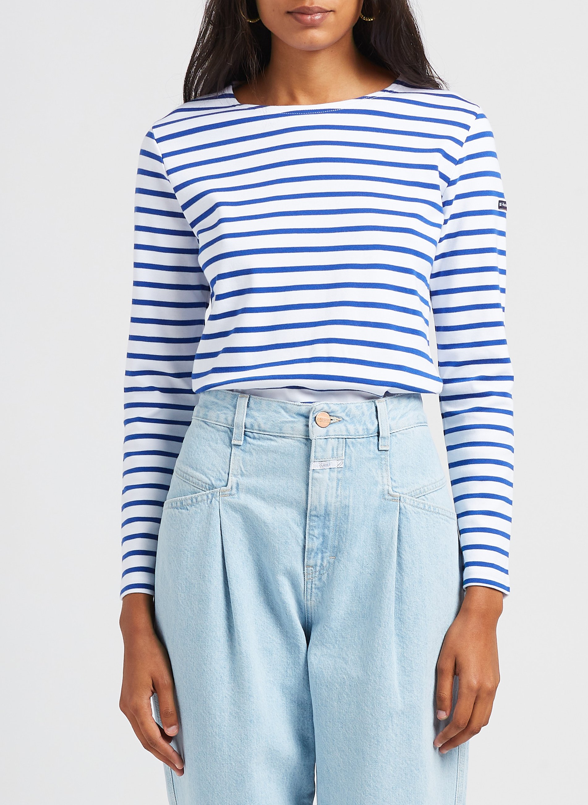 Marinière col rond en coton ARMOR-LUX Blanc