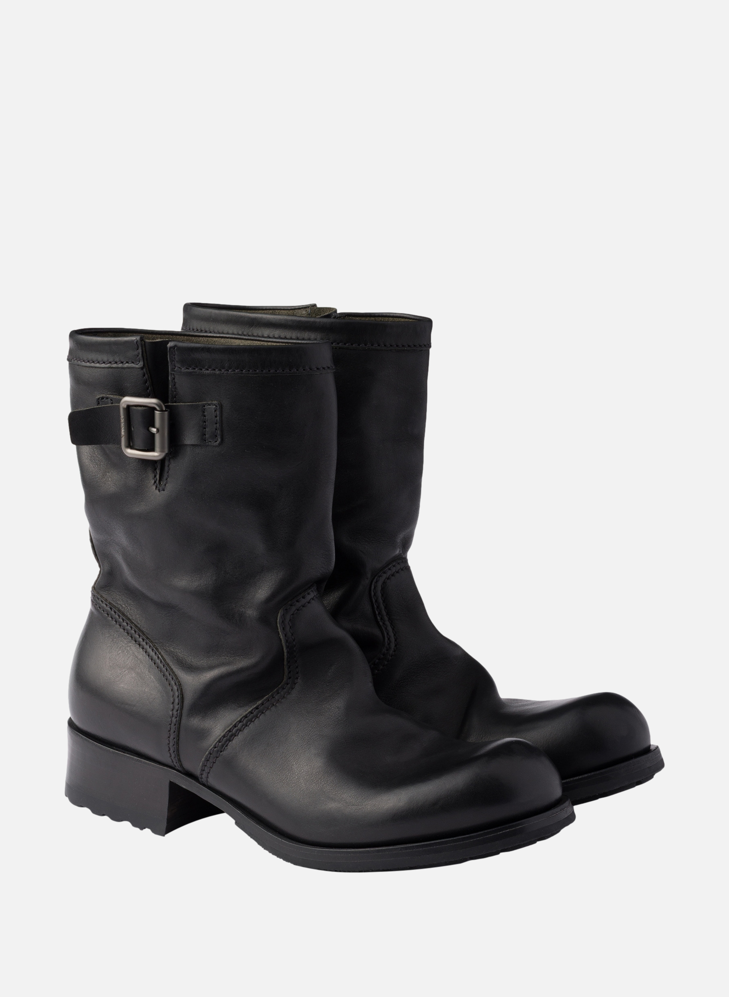 Bottes mi-mollet en cuir PRADA Noir