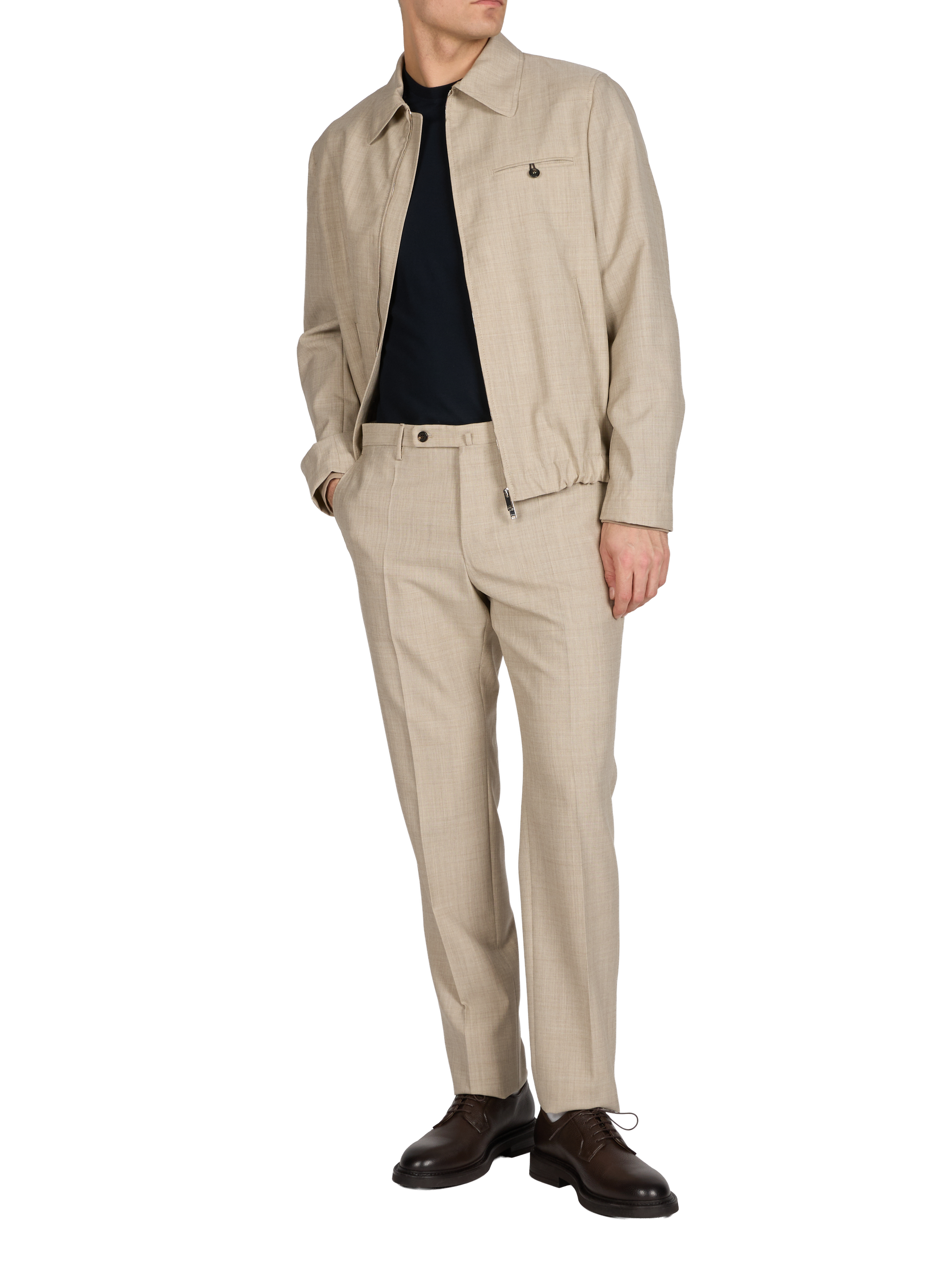 Lightweight jacket in virgin wool canvas SLOWEAR Beige