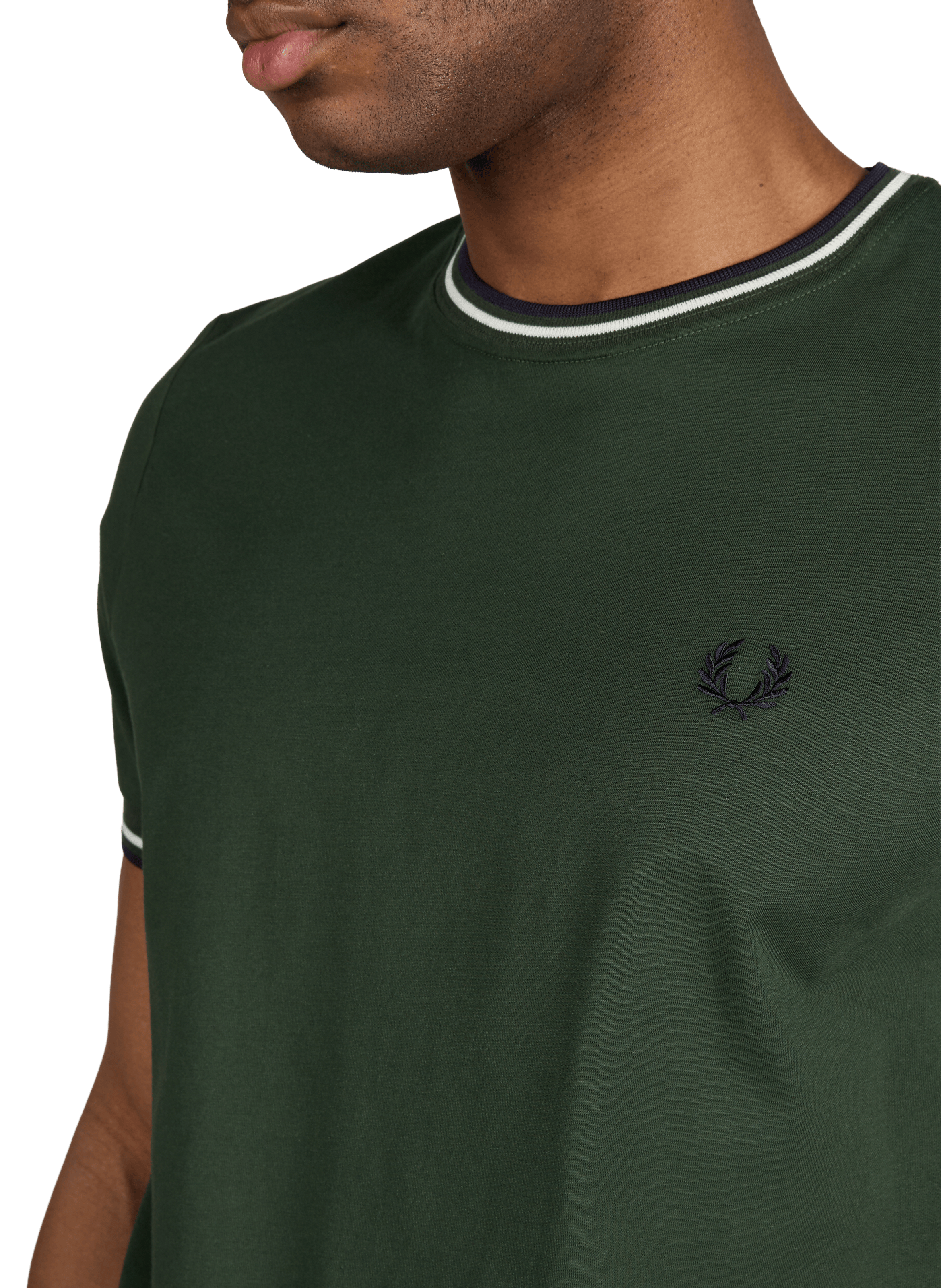 T-shirt uni à col rond en coton FRED PERRY Vert