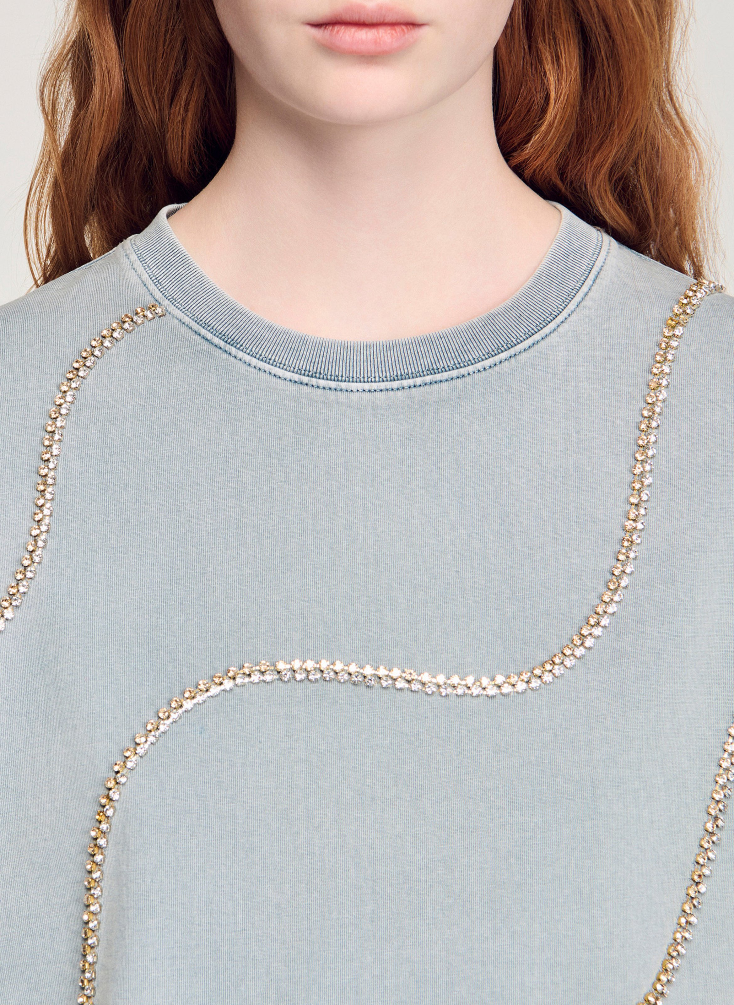 Tee-shirt oversize col rond en coton SANDRO Gris