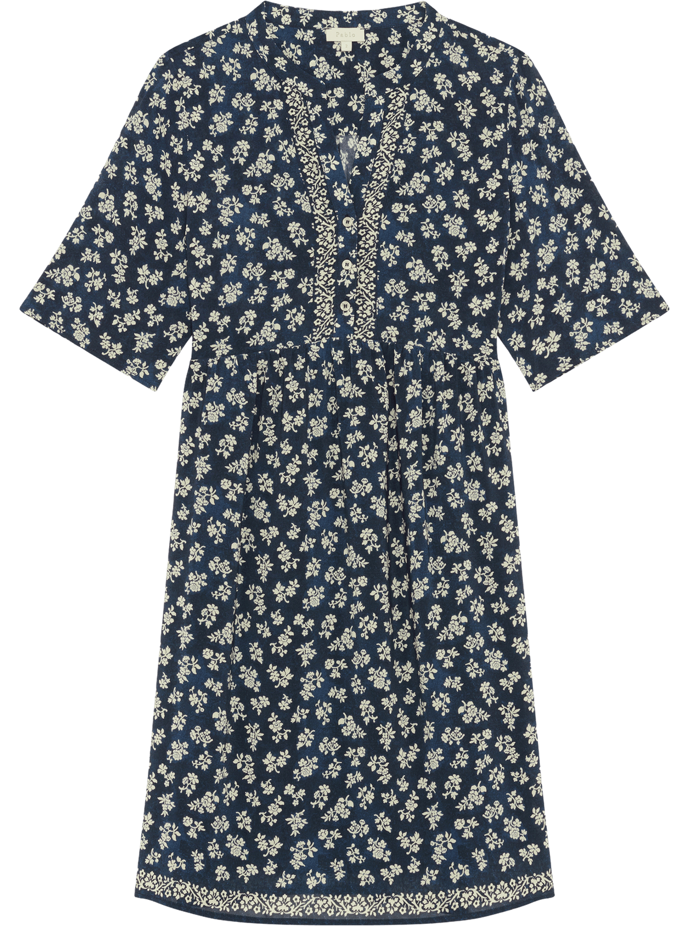 Robe courte et droite à fleurs - AUGUSTA PABLO Bleu