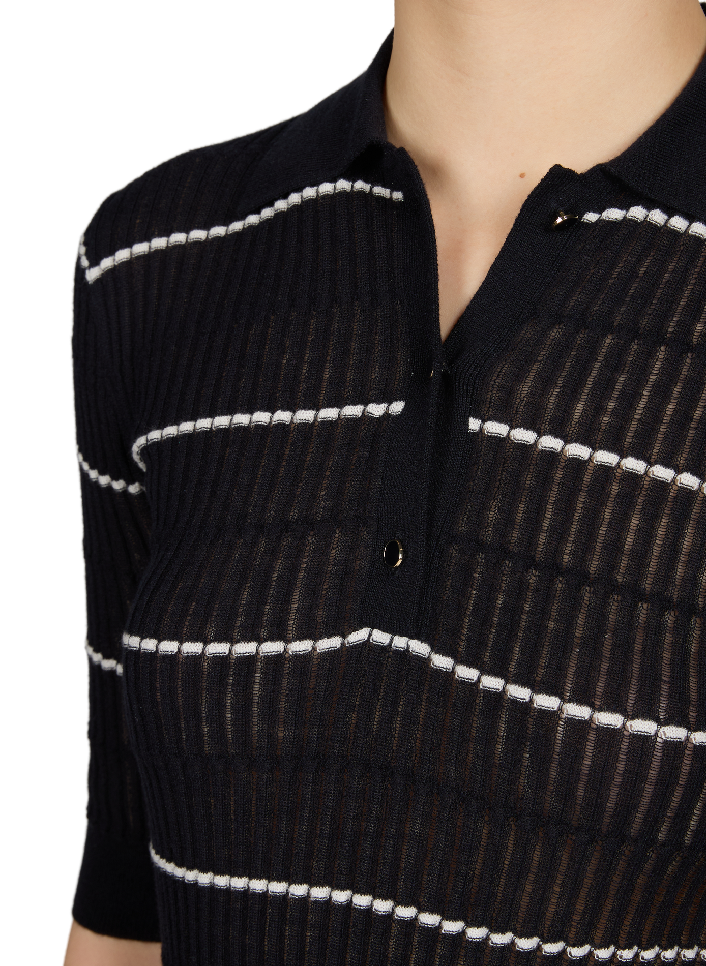 Polo collar sweater in striped silk and virgin wool MAX MARA STUDIO Blue