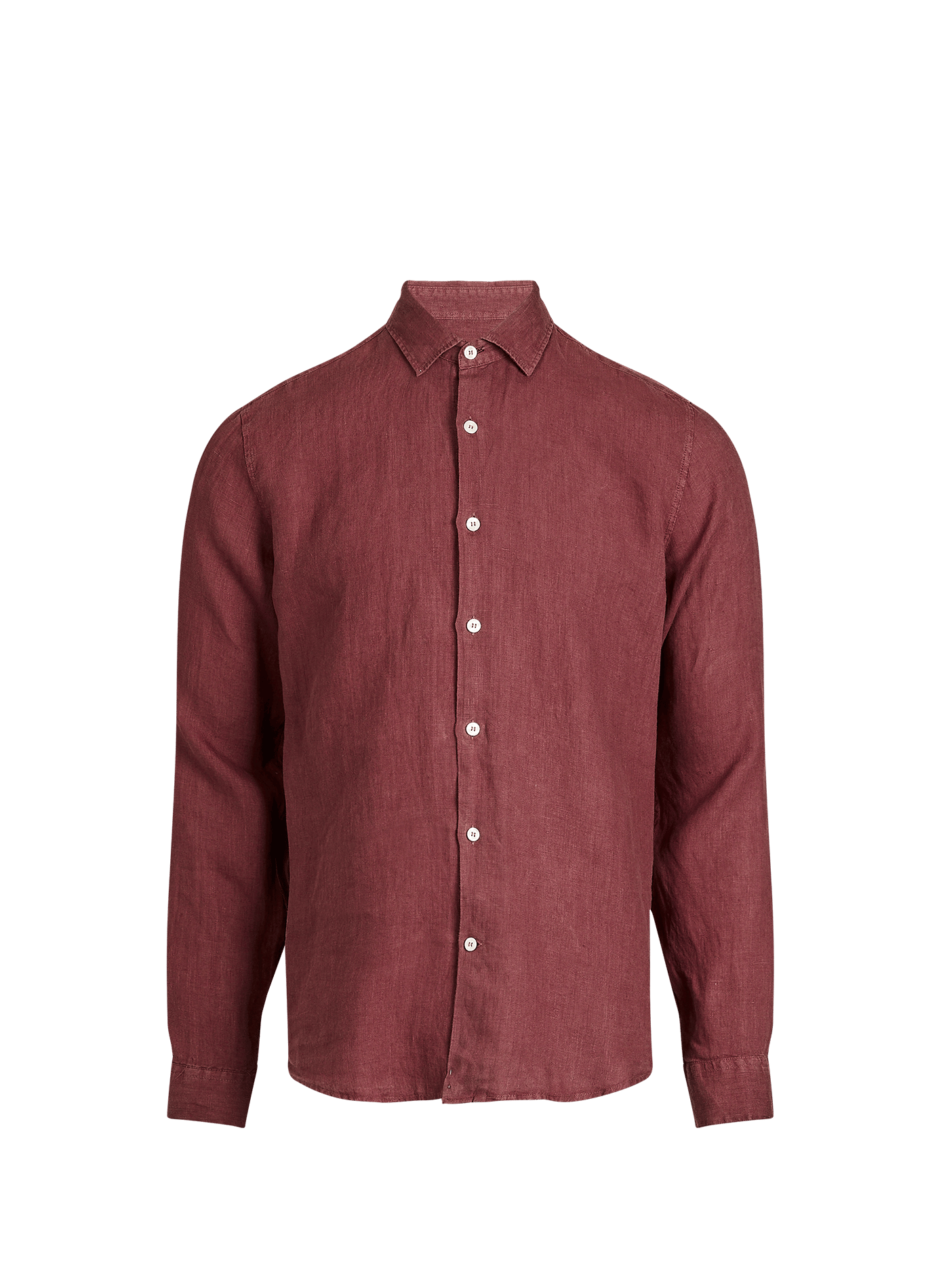 Chemise unie à manches longues en lin LAFAURIE Rouge