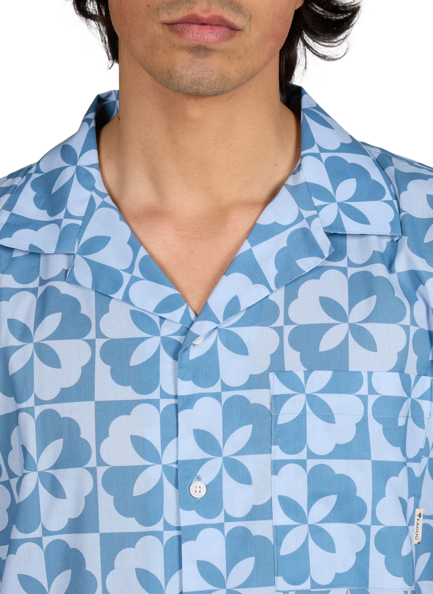 Straight shirt with short printed sleeves FAGUO Blue