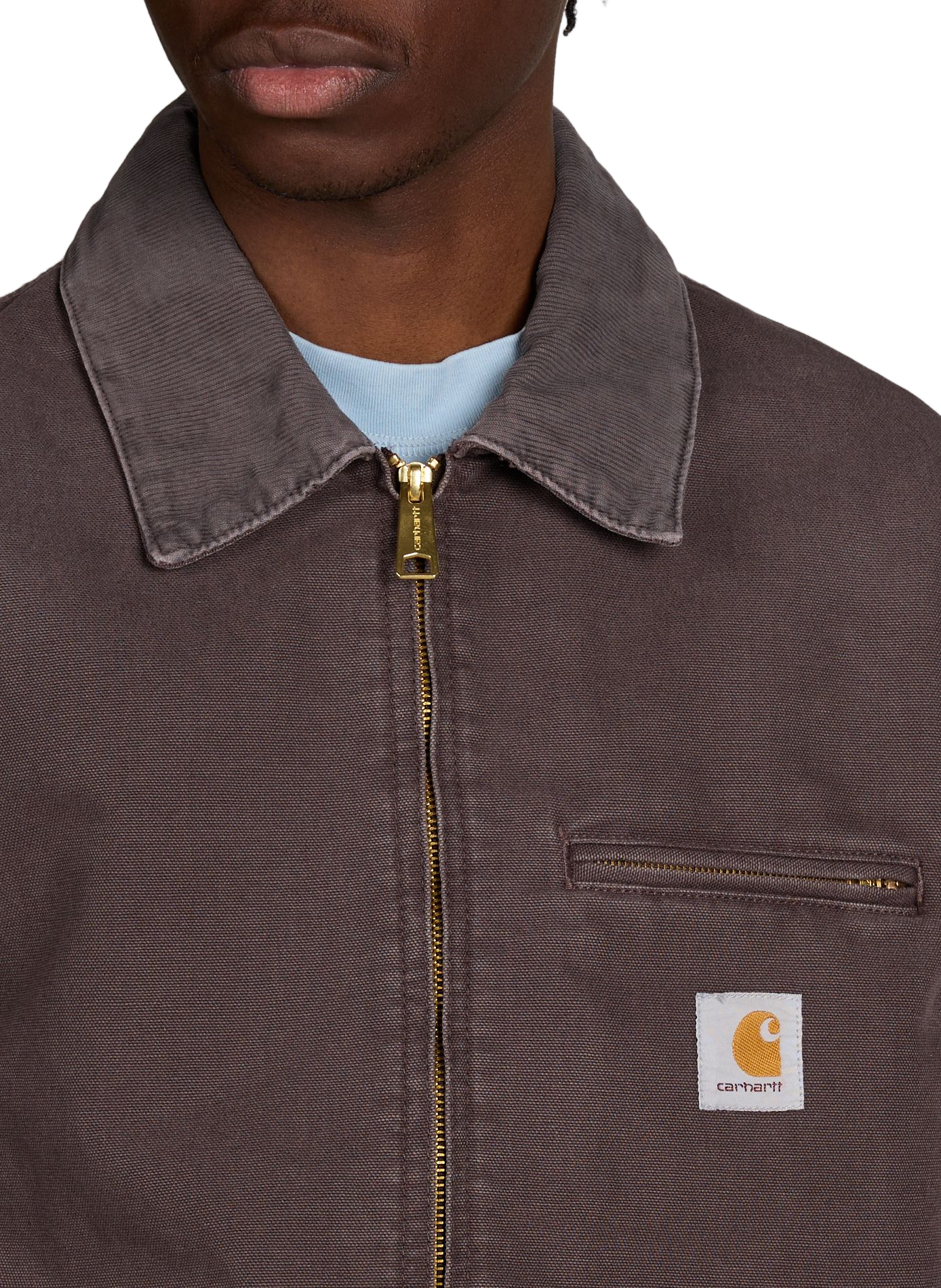 Jacket with classic cotton collar Brown