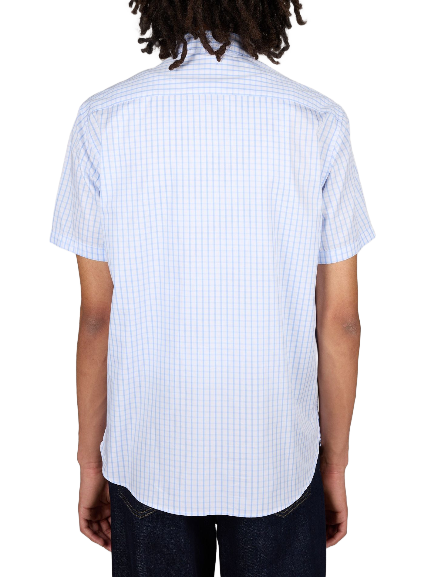 Chemise manches courtes à carreaux en coton AU PRINTEMPS PARIS Bleu