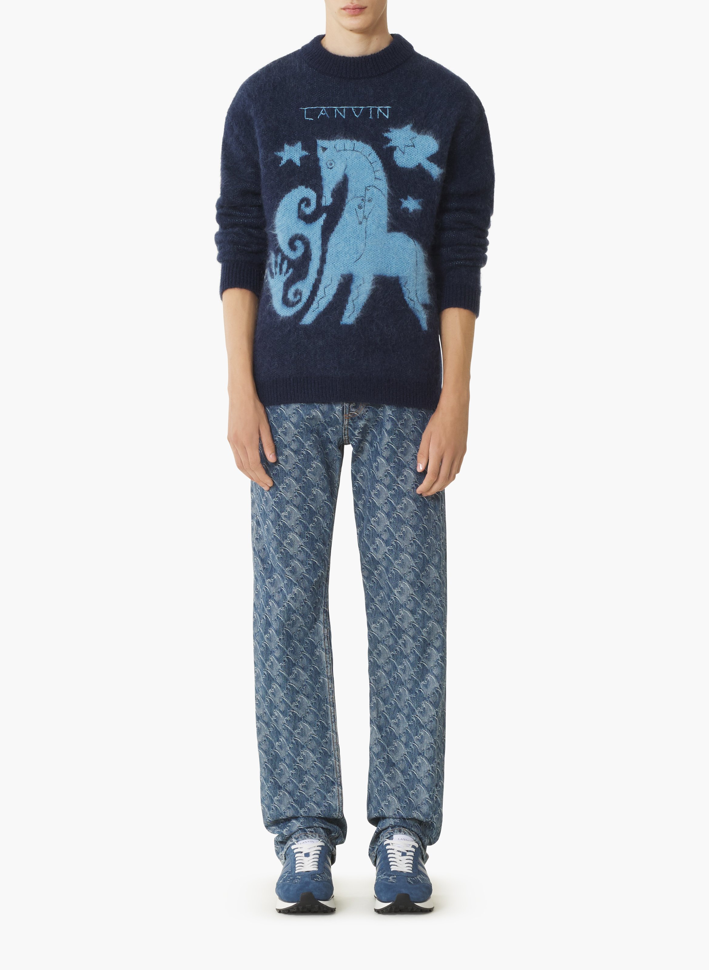 Pull en mohair jacquard lunar year LANVIN Bleu