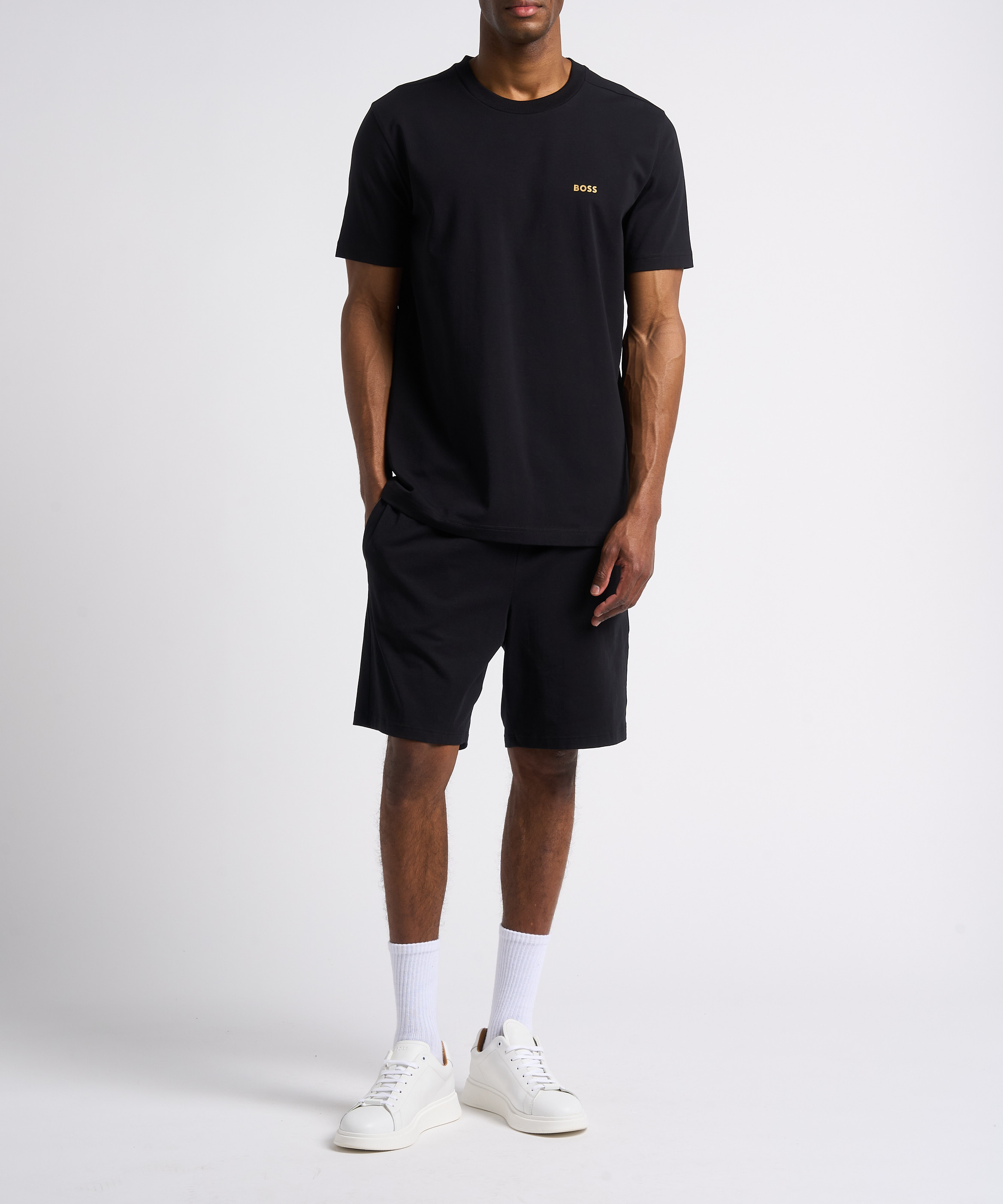 Short de pyjama en coton mélangé BOSS Noir
