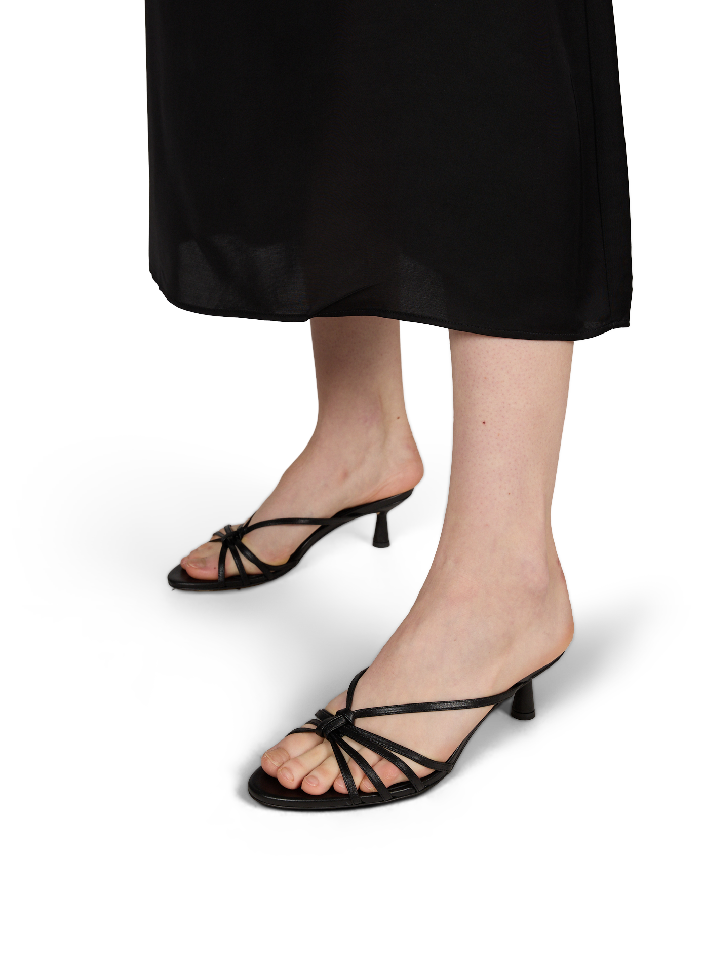 Leder-Pantoletten mit Absatz AEYDE Schwarz