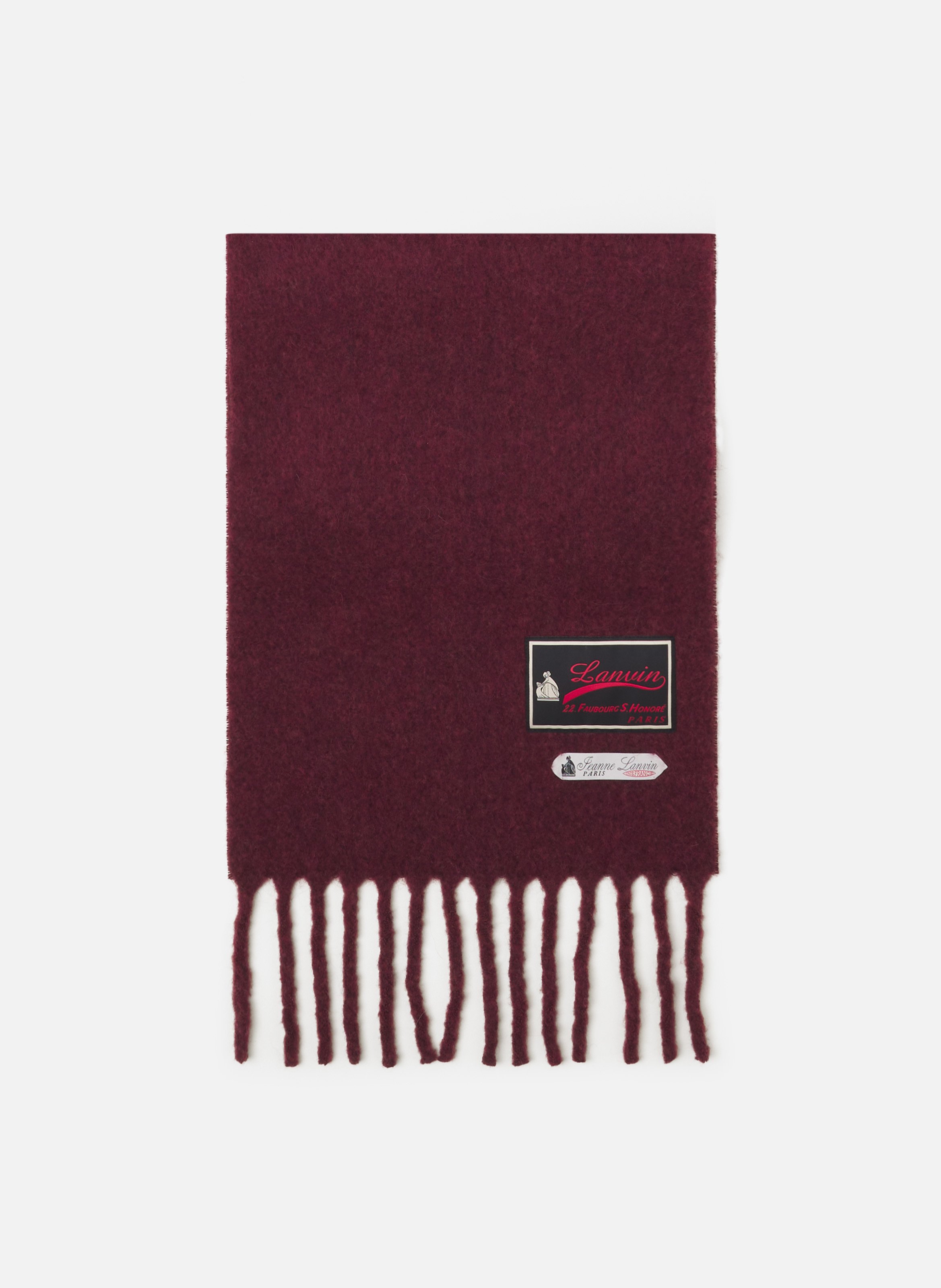 Écharpe à franges étiquette 22 faubourg en laine LANVIN Rouge