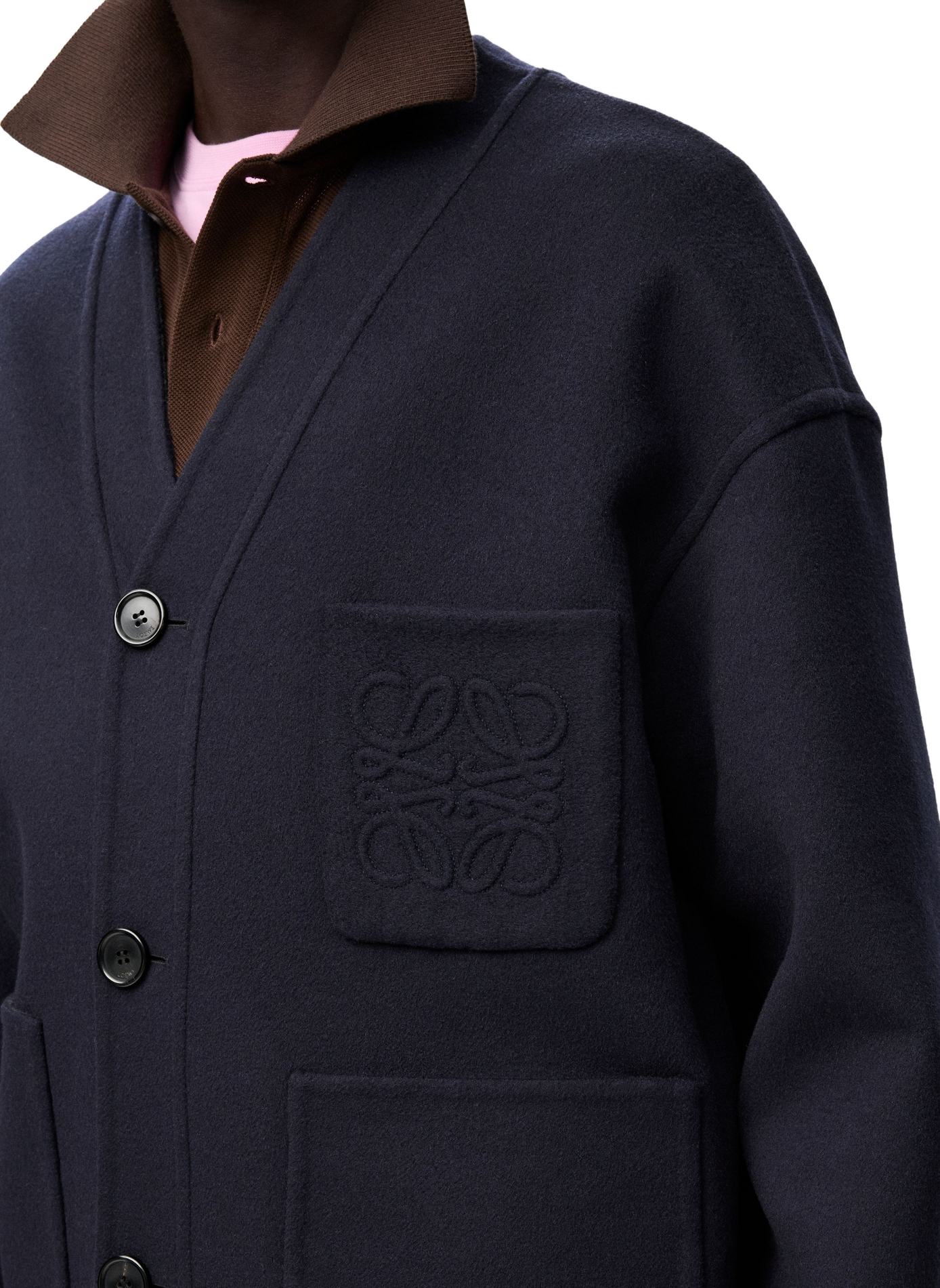 Cardigan droit en laine et cachemire LOEWE Bleu