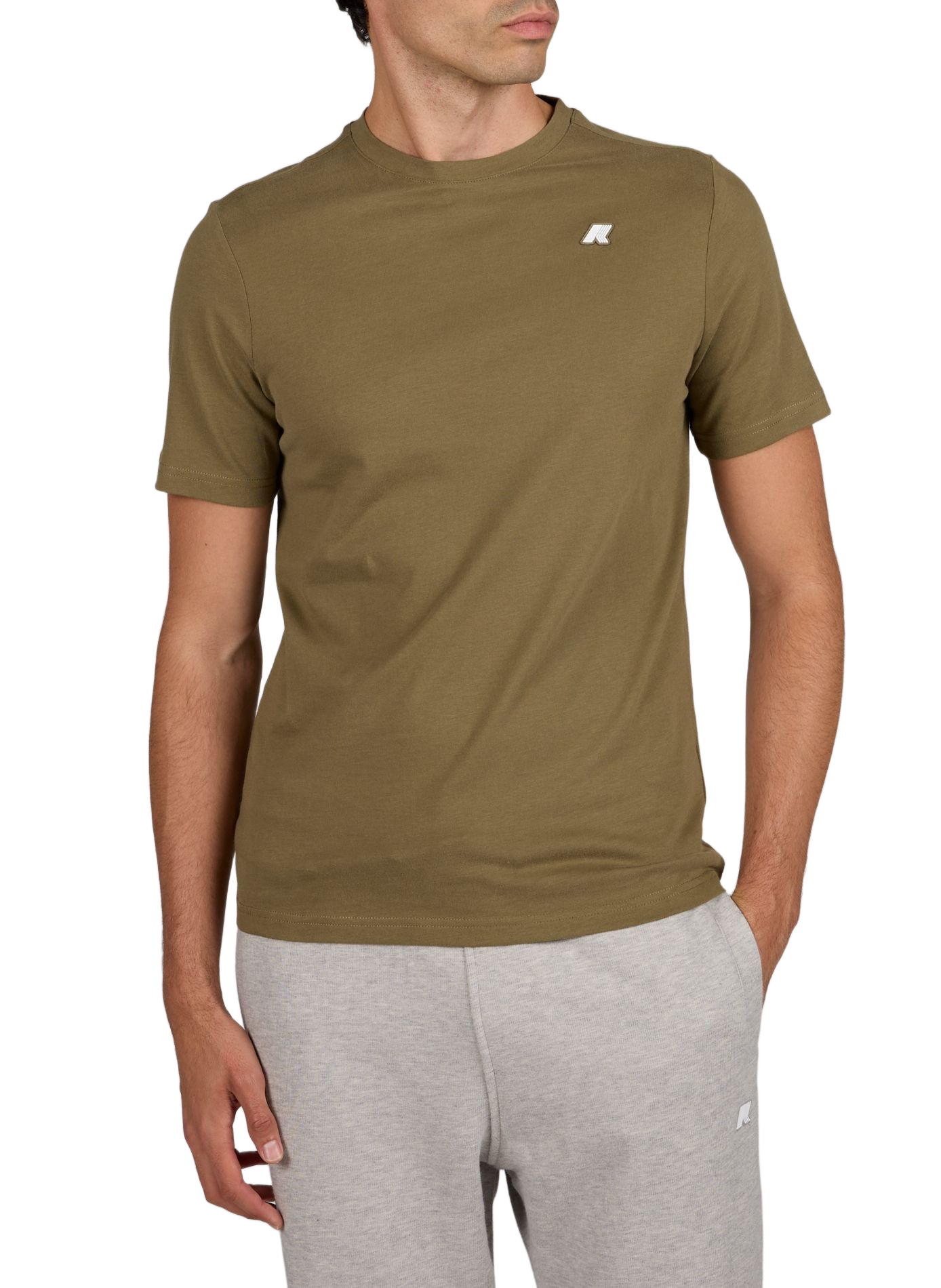 Short-sleeved cotton logo T-shirt K-WAY Khaki