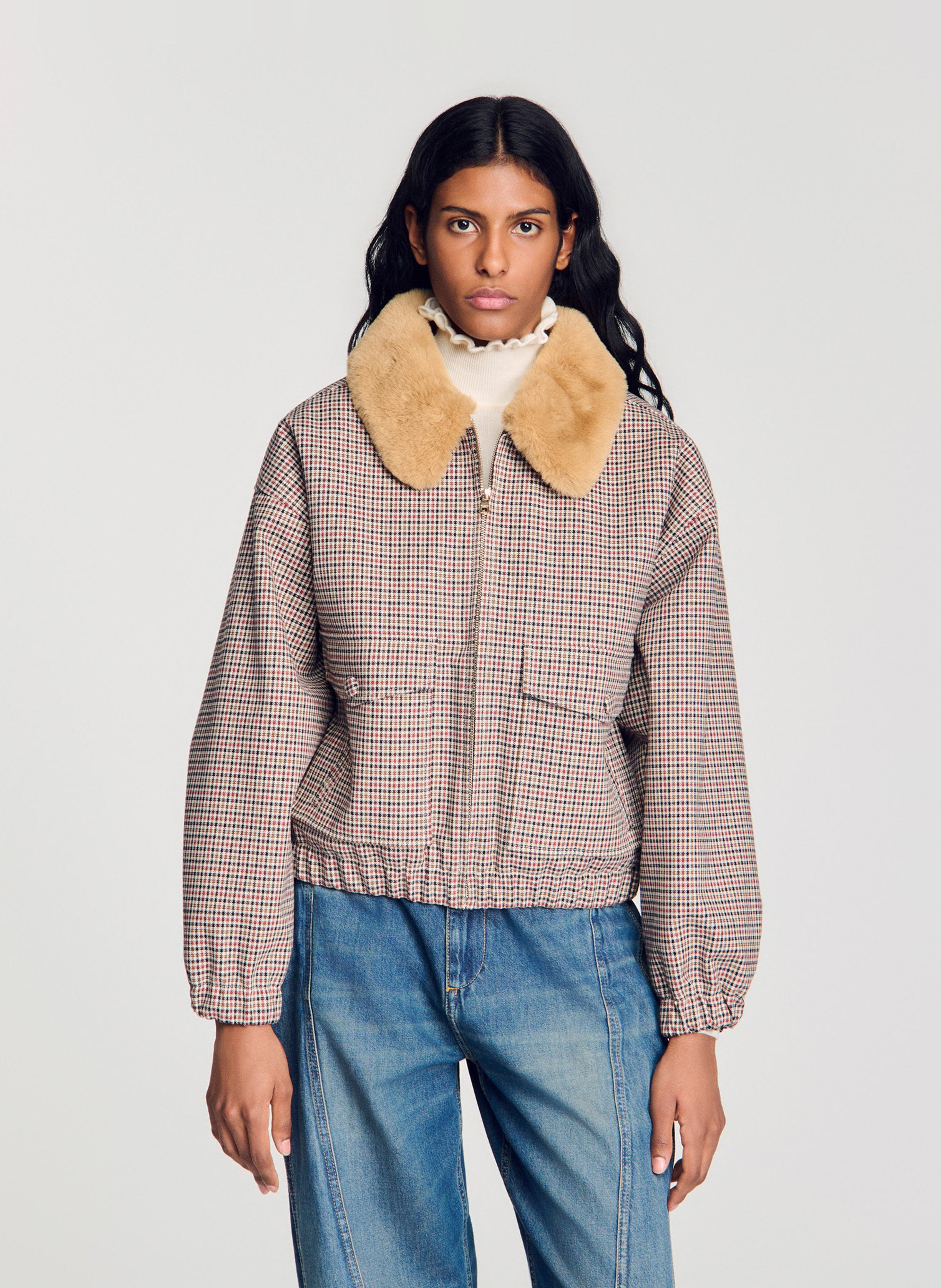 Veste oversize imprimée en coton mélangé SANDRO Marron