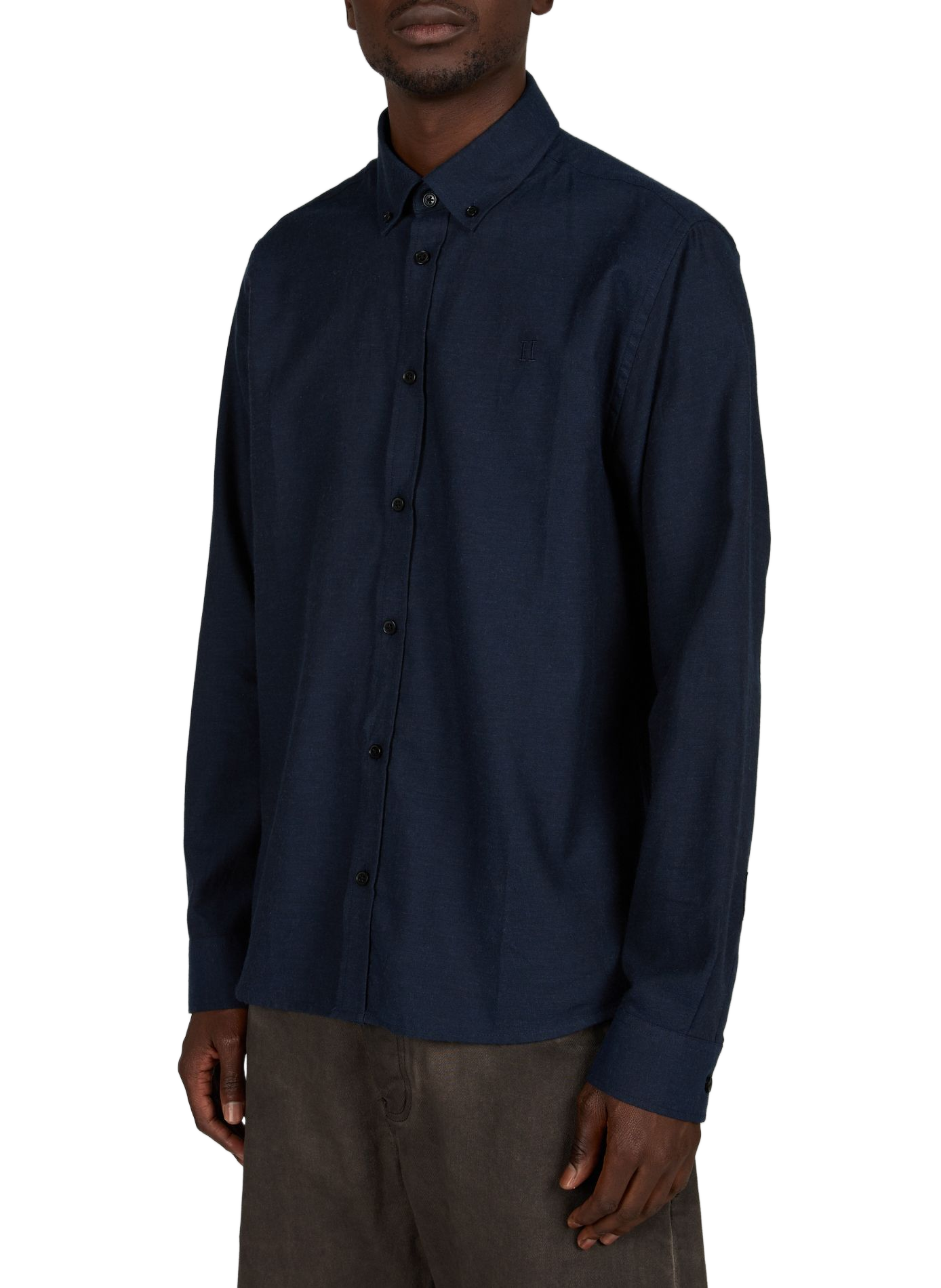 Shirt with straight American collar in plain color LES DEUX Blue