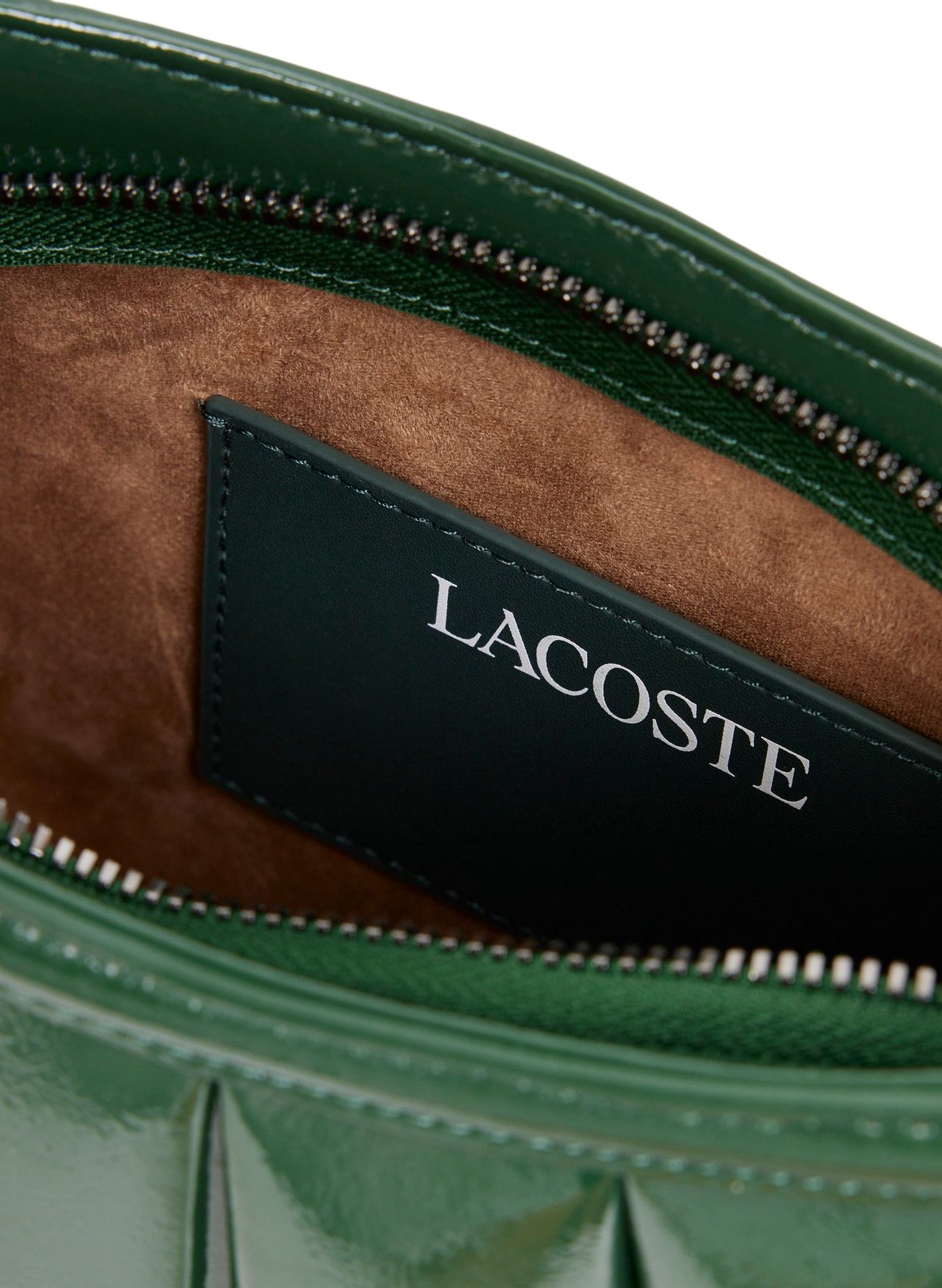 Small Lenglen patent leather handbag LACOSTE Green
