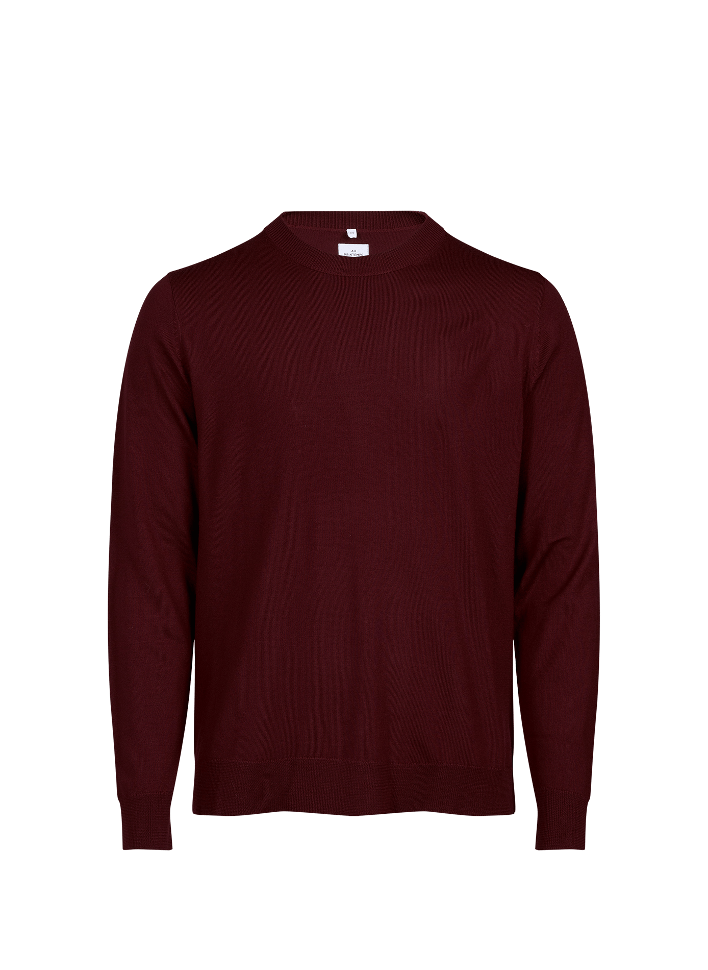 Pull col rond en laine mérinos AU PRINTEMPS PARIS Rouge
