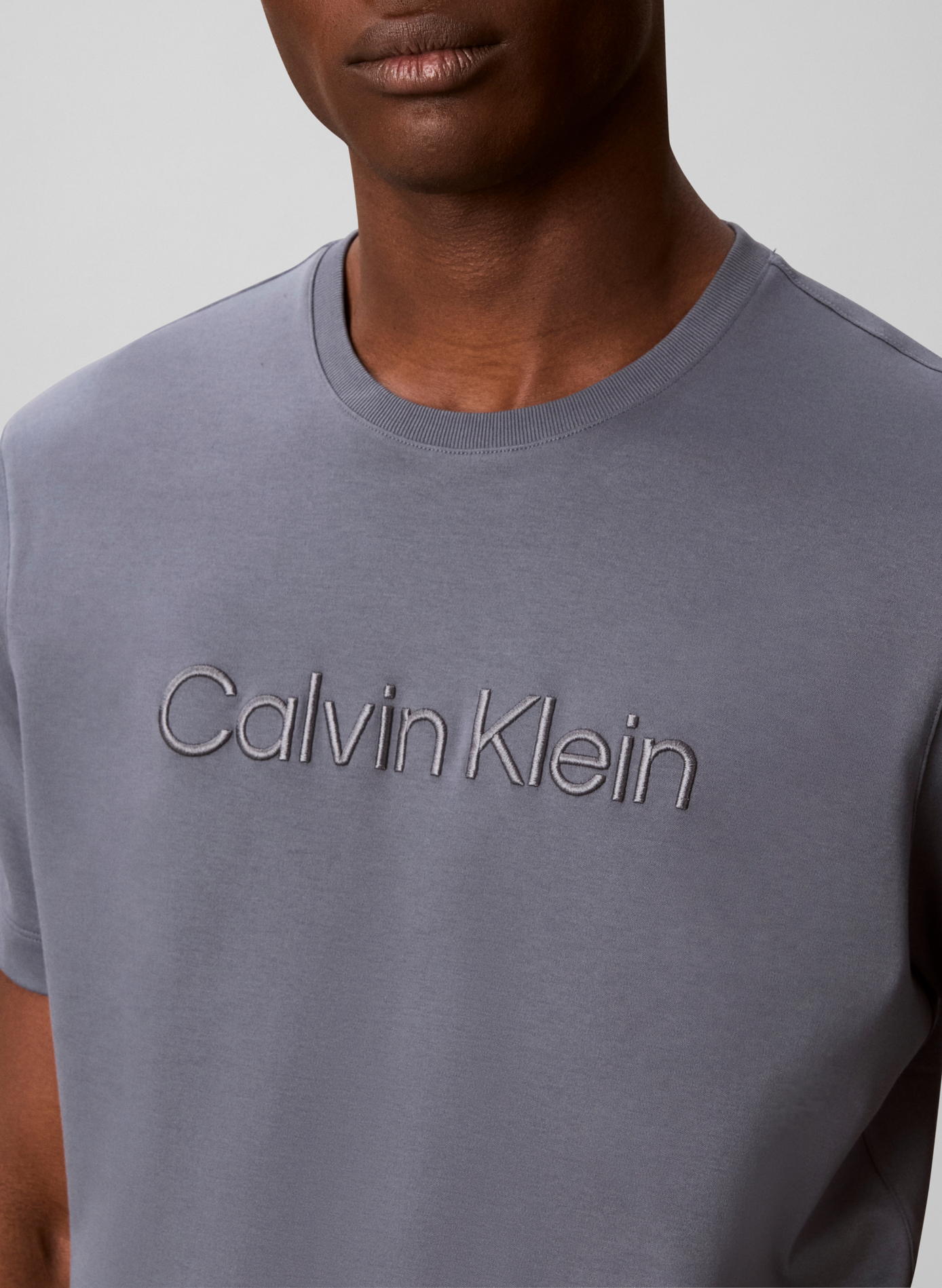 T-shirt droit en coton CALVIN KLEIN Gris