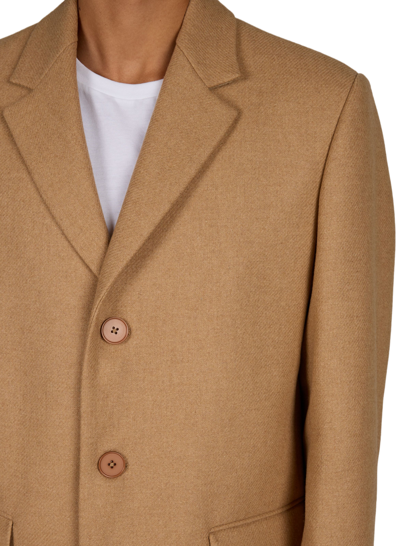 Manteau col tailleur en laine et cachemire mélangés AU PRINTEMPS PARIS Beige