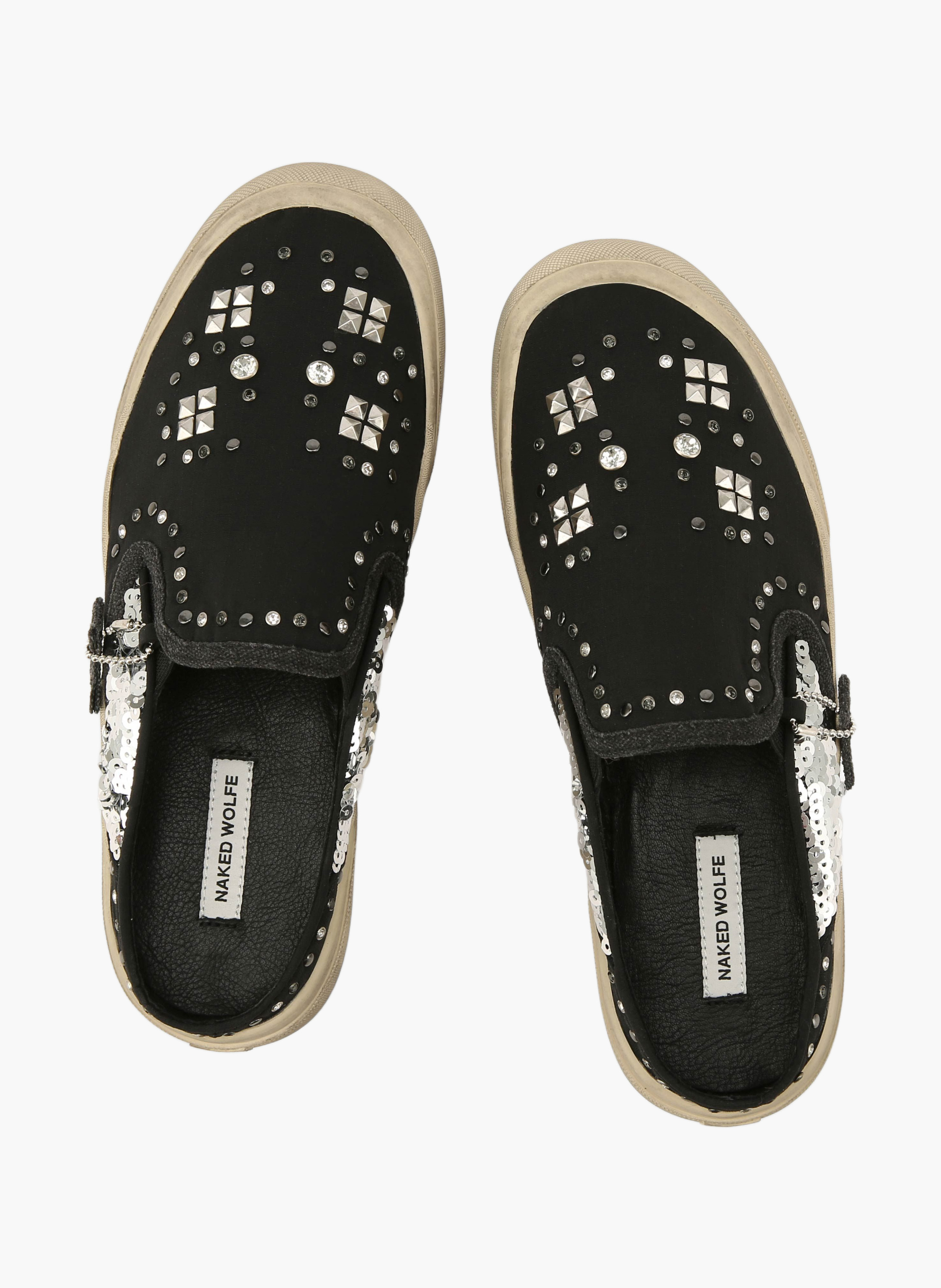 Militaire muiltjes met studs NAKED WOLFE Zwart