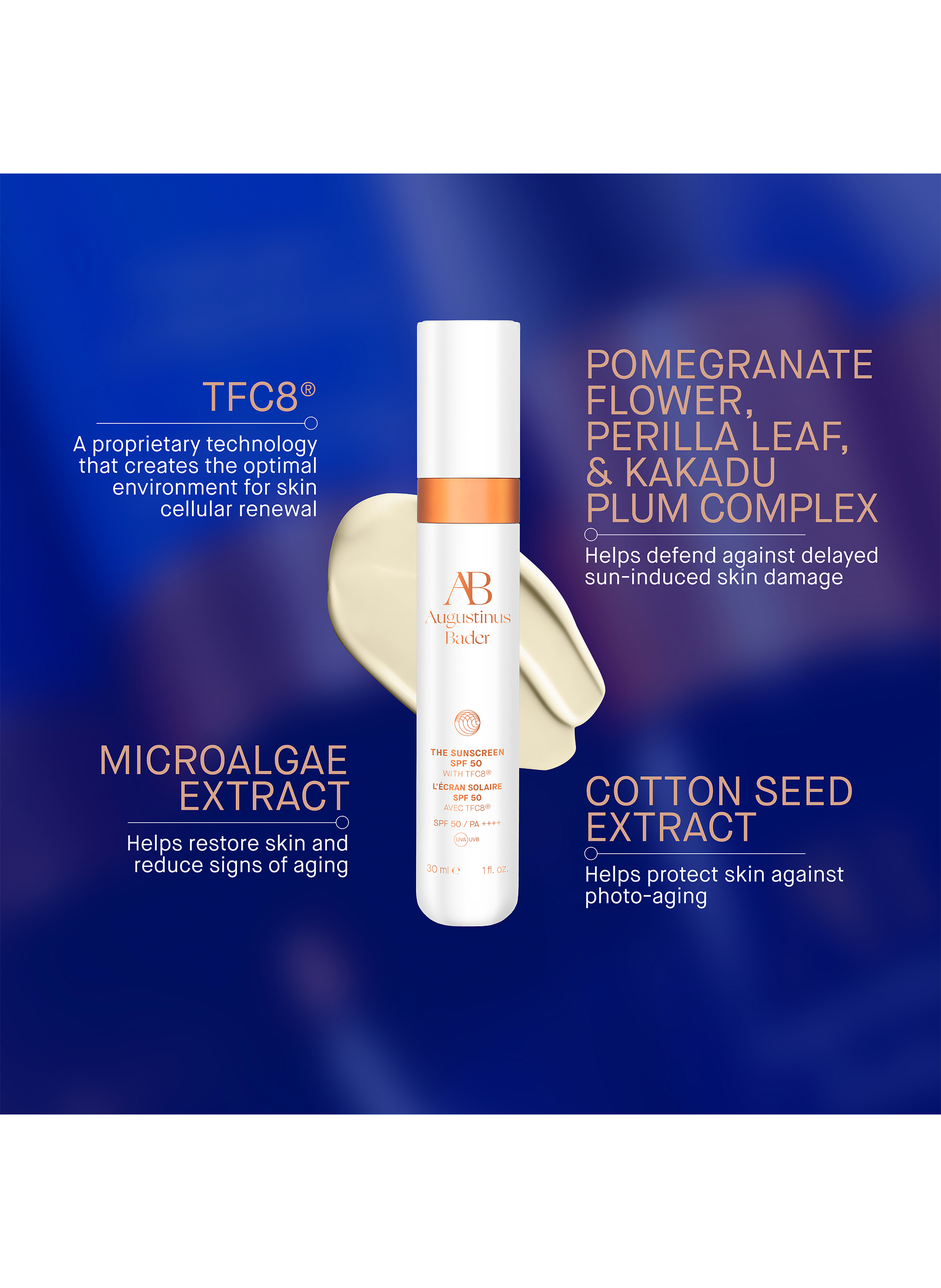 La crème solaire SPF 50 AUGUSTINUS BADER No color