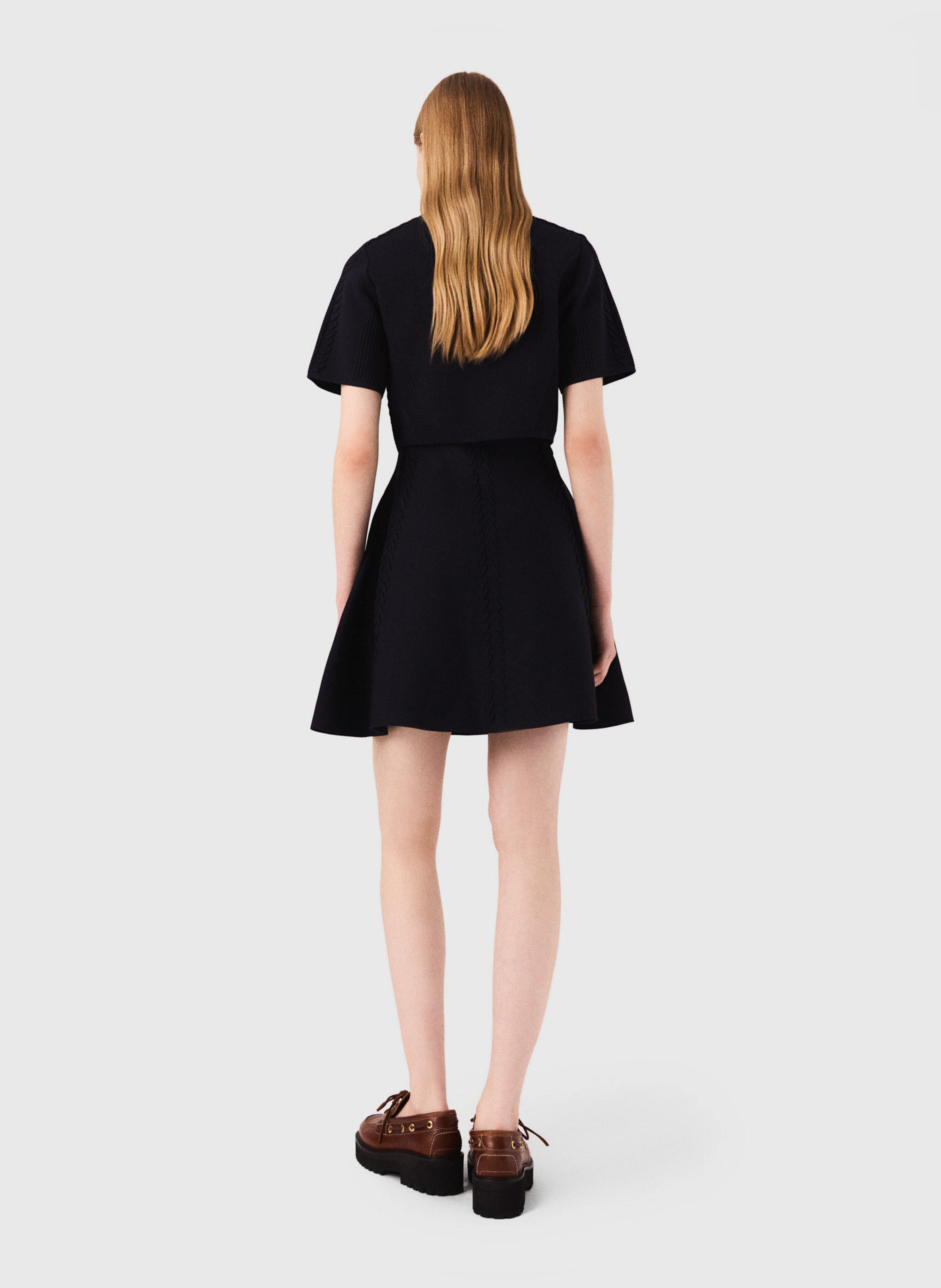 Cardigan court en maille tressée MAJE Bleu