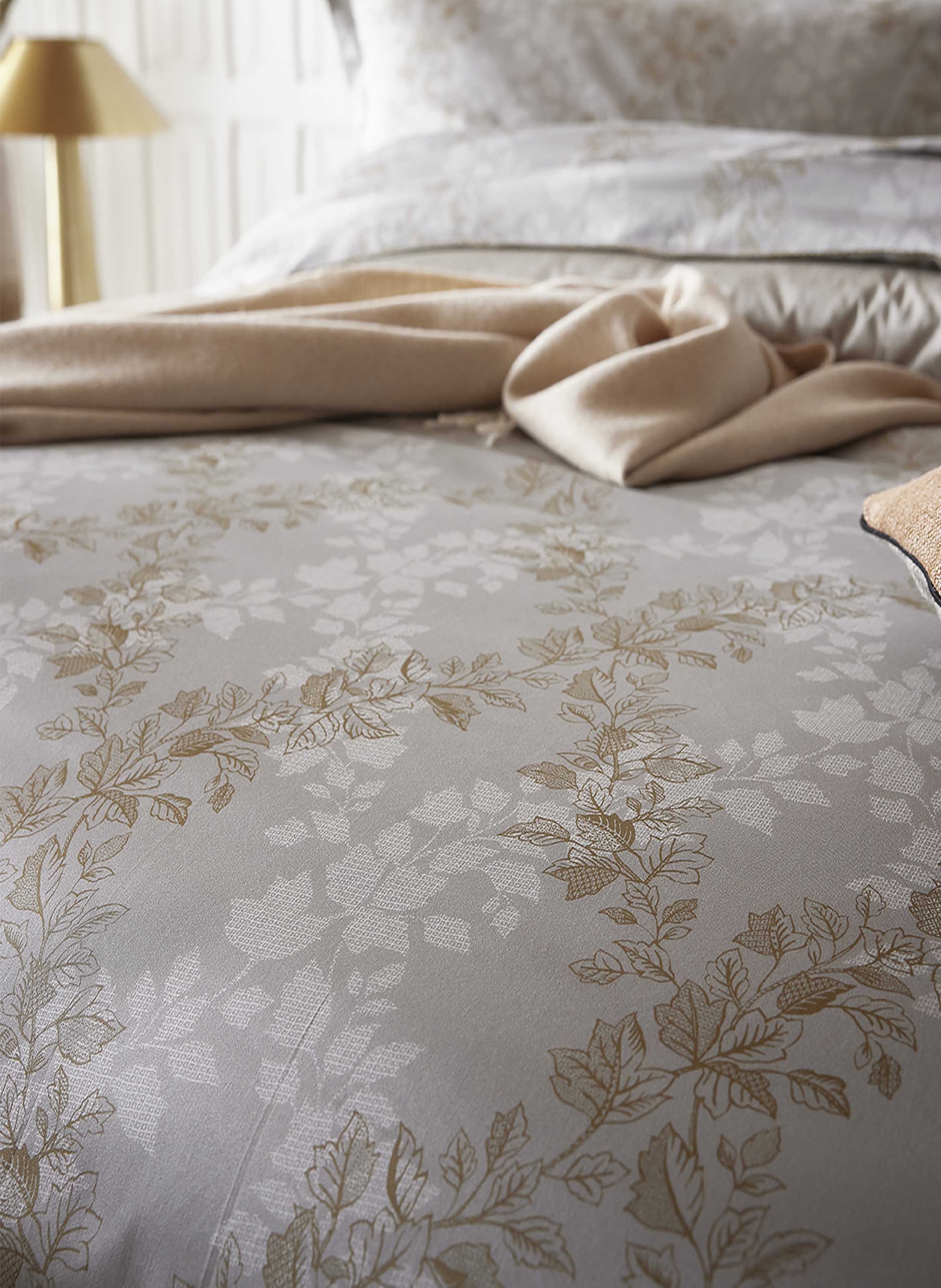 Housse de couette imprimée en satin de coton, rocaille ALEXANDRE TURPAULT Gris