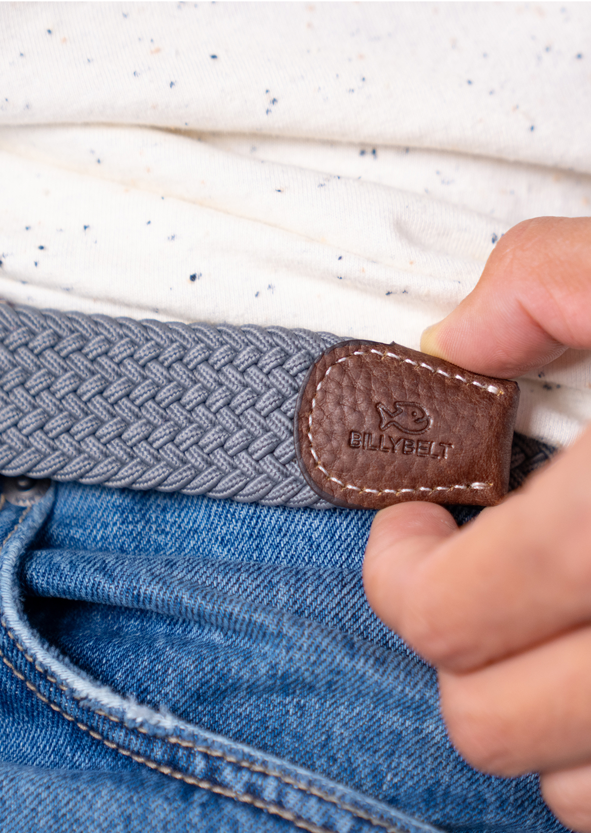 Ceinture tressée élastique unie BILLYBELT Gris