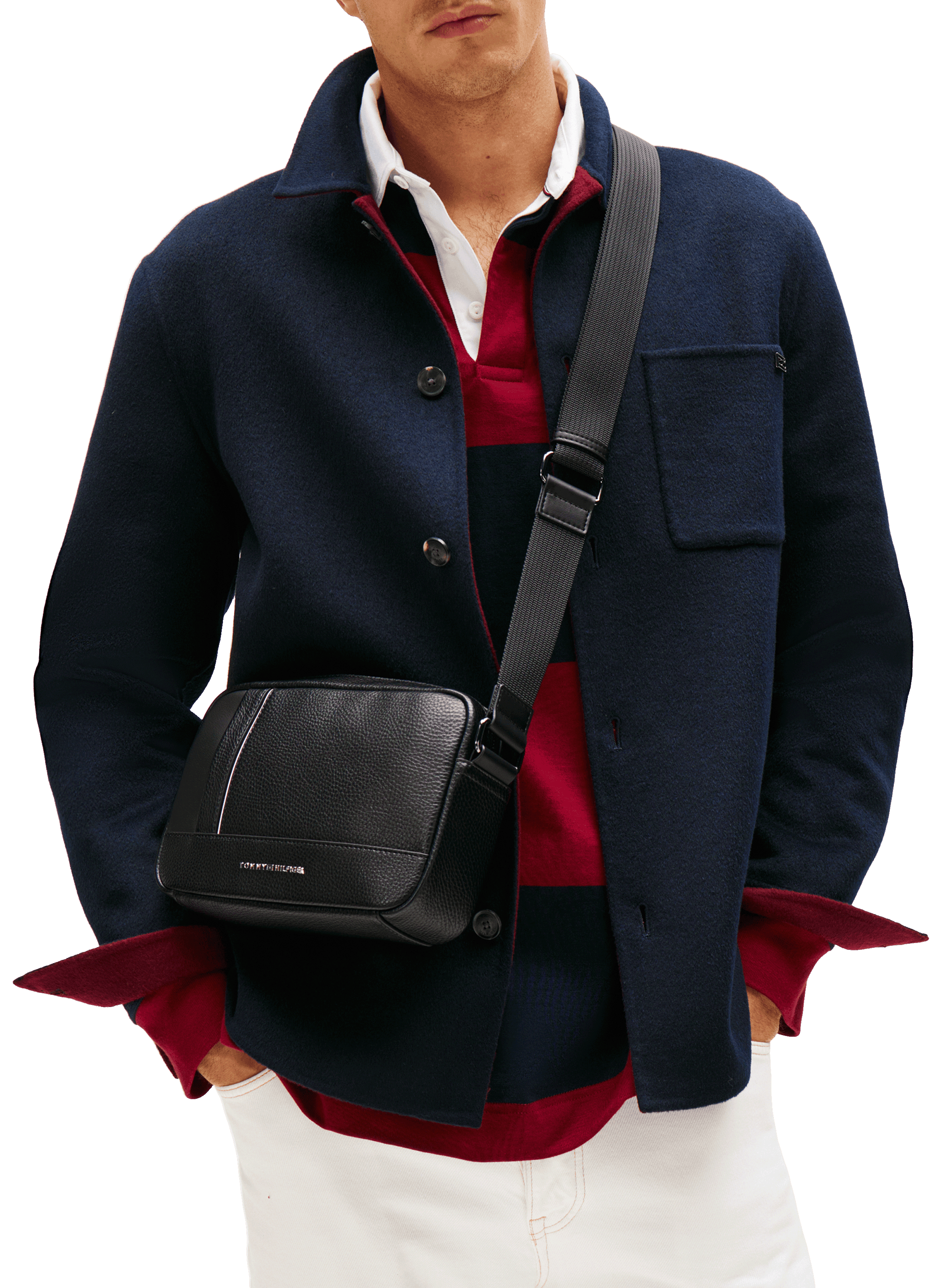 Sac reporter bandoulière effet grain  TOMMY HILFIGER Noir