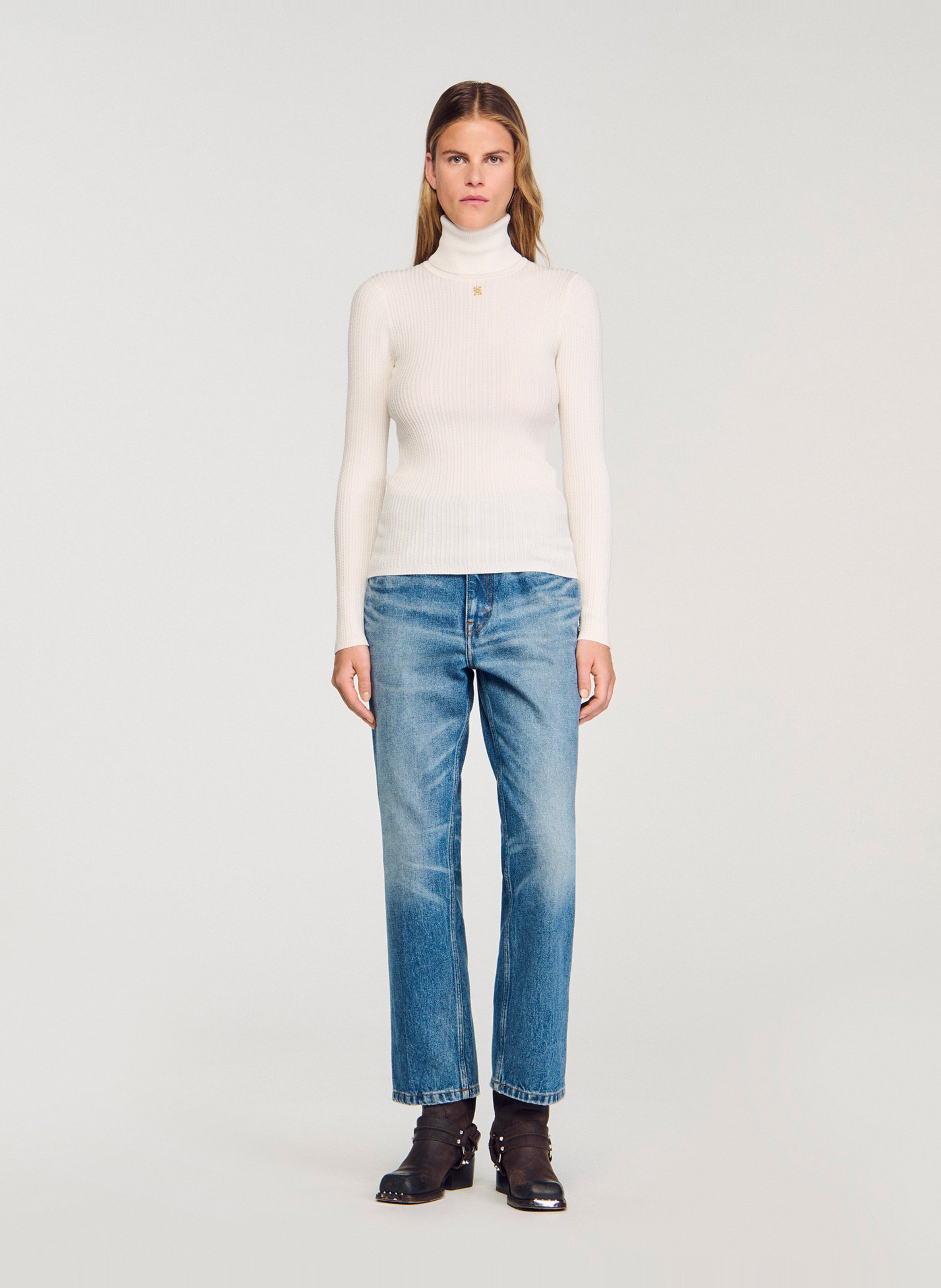 Pull col roulé SANDRO Blanc